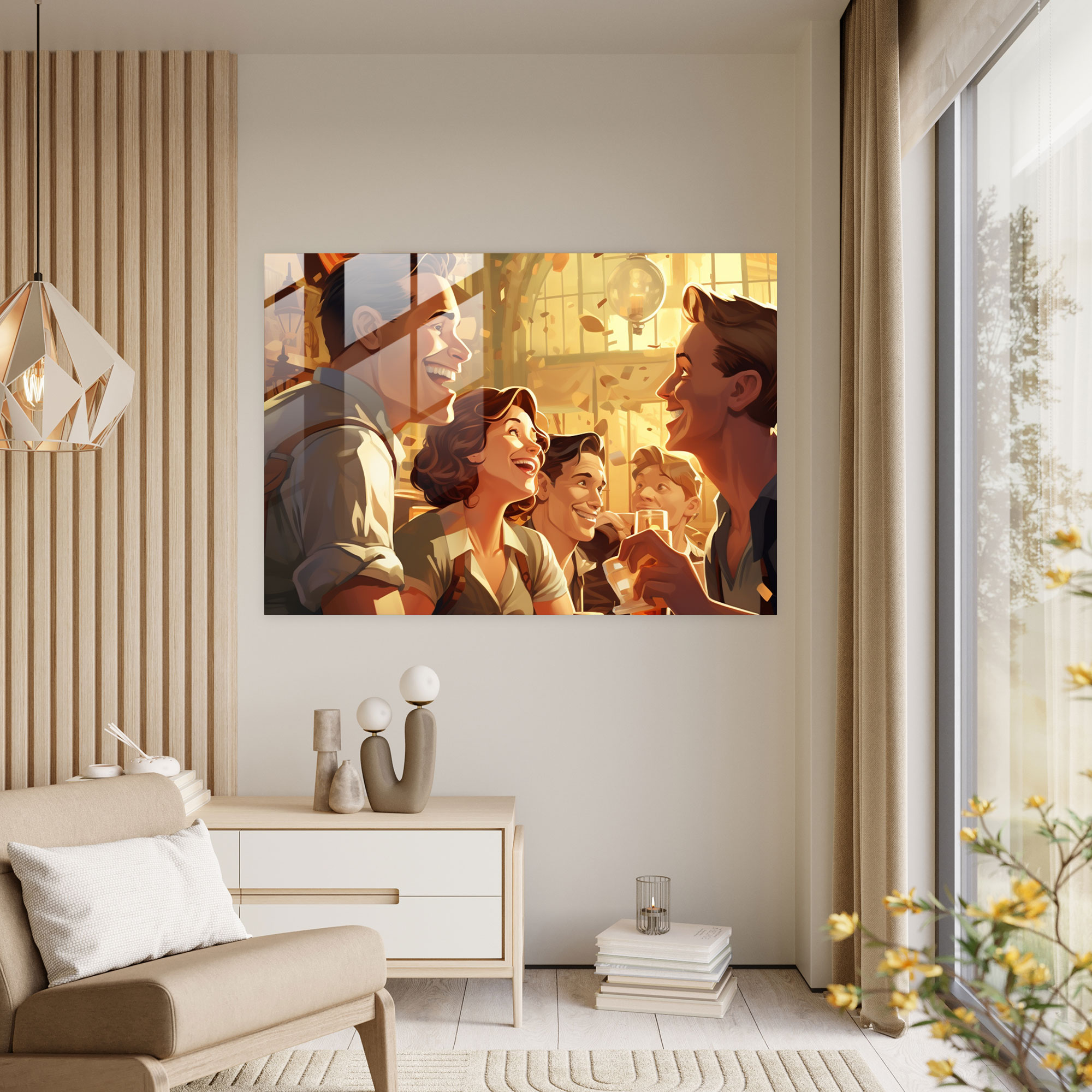 Beer Glass Wall Art - Beer, Vintage Illustration, Group Of Friends, Retro