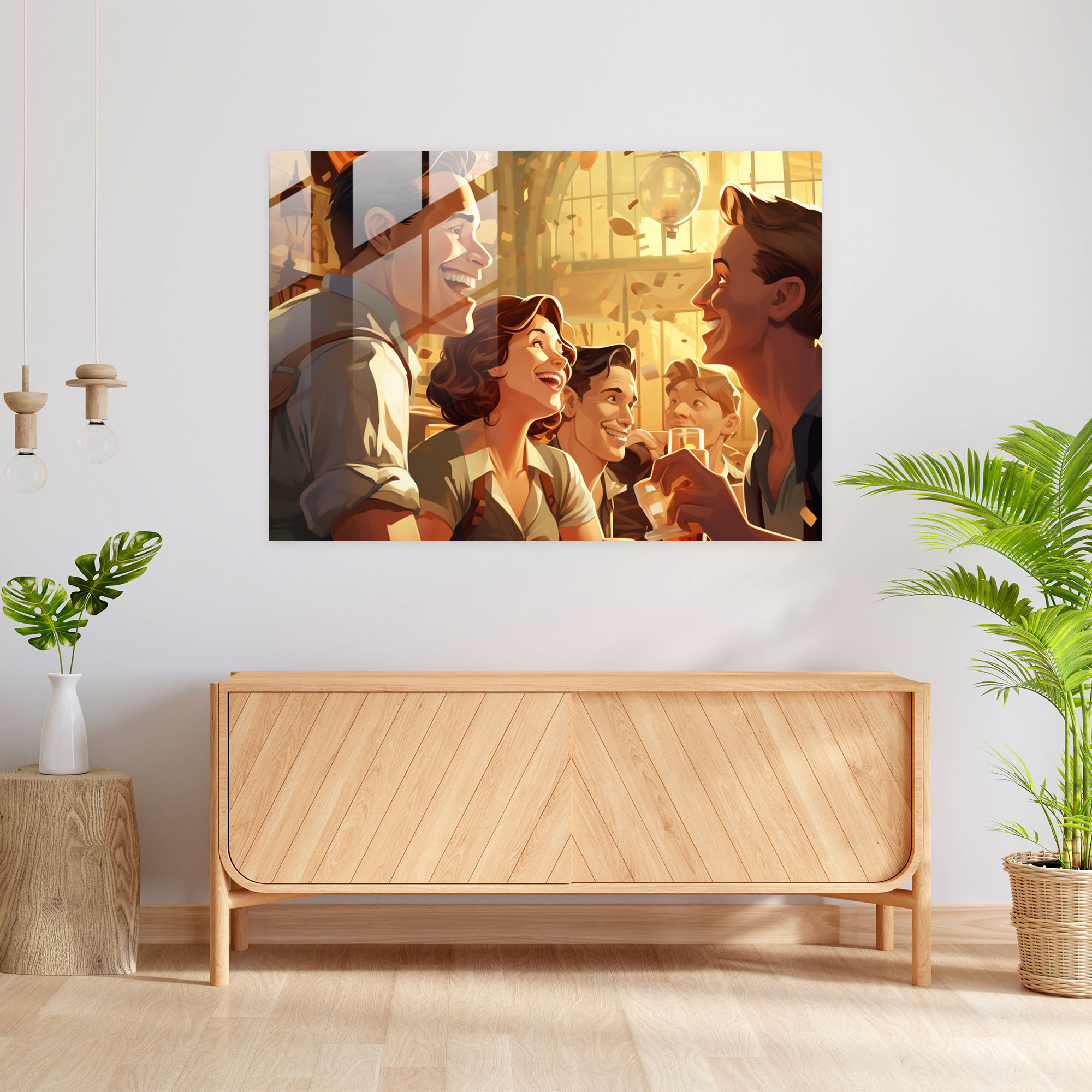 Beer Glass Wall Art - Beer, Vintage Illustration, Group Of Friends, Retro