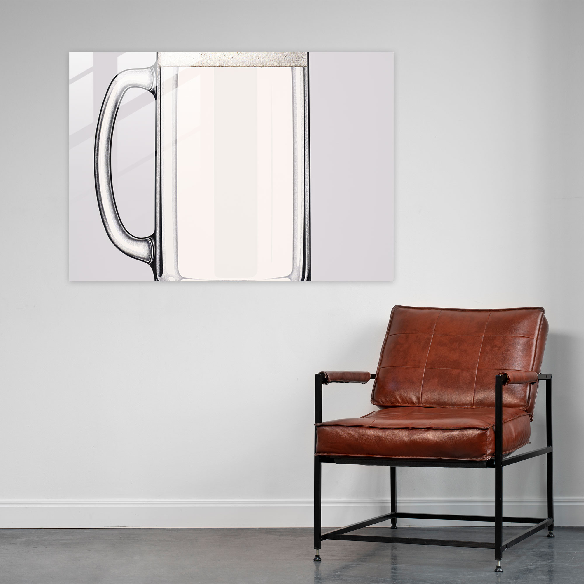 Beer Glass Wall Art - Beer, Foam-Topped Beer Mug, Minimalist Line Drawing, Simplicity