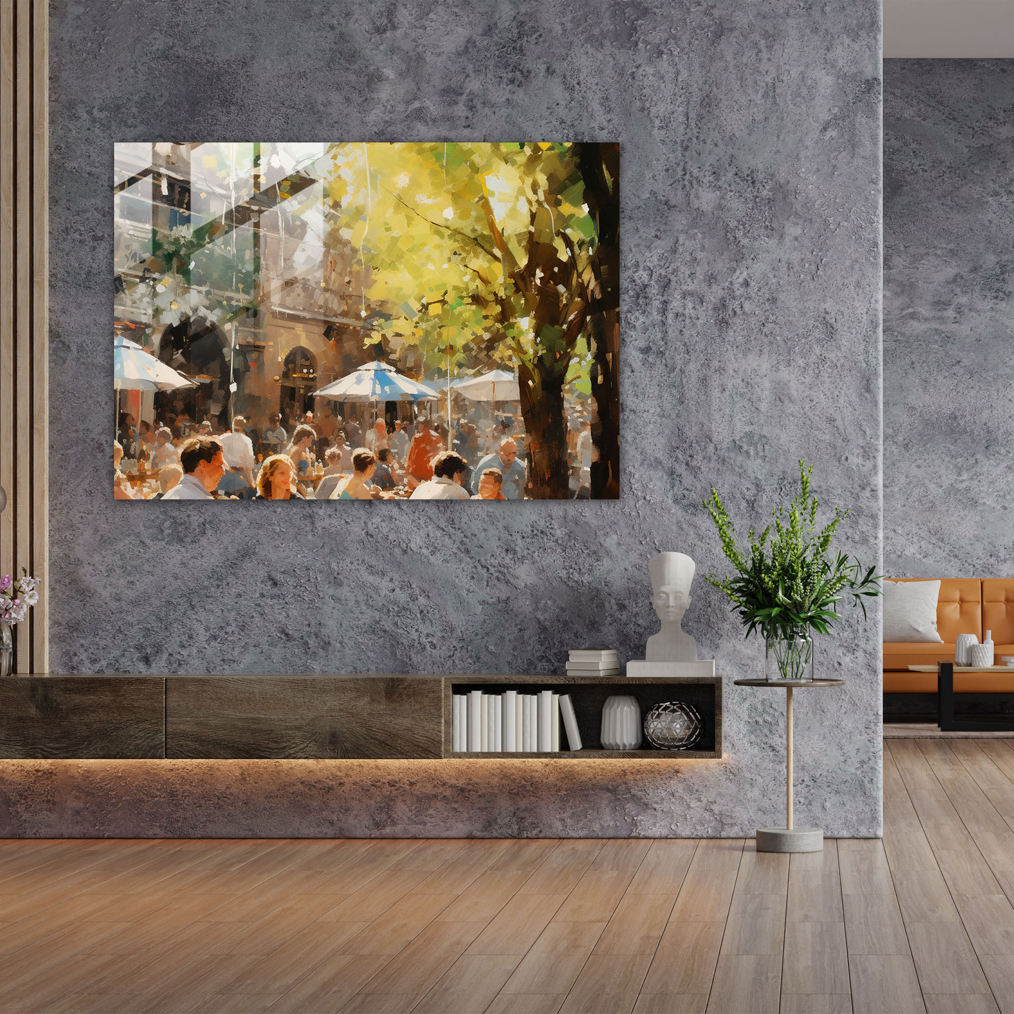 Beer Garden Glass Print - Beer, Joy, Home Decoration, Impressionist Painting