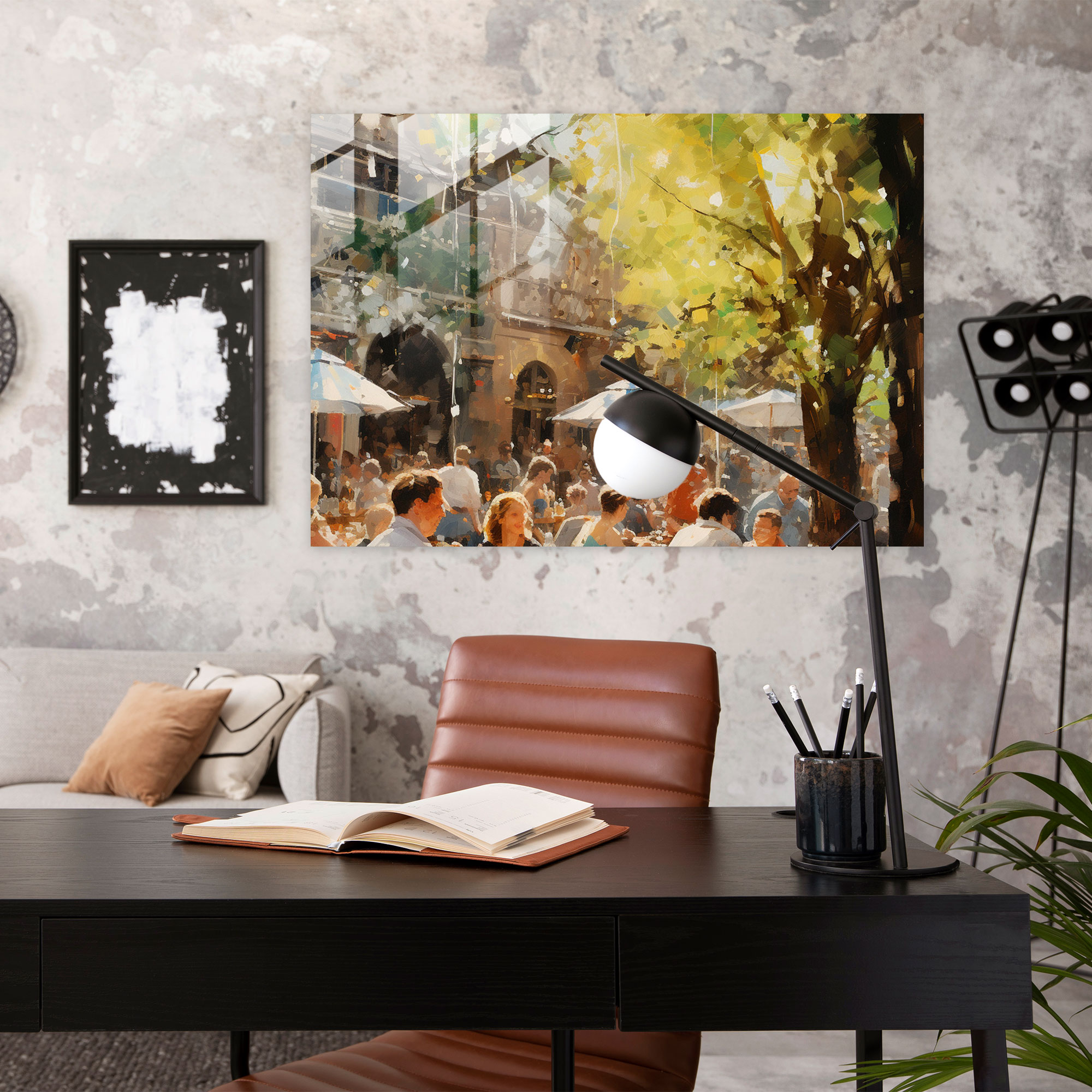 Beer Garden Glass Print - Beer, Joy, Home Decoration, Impressionist Painting