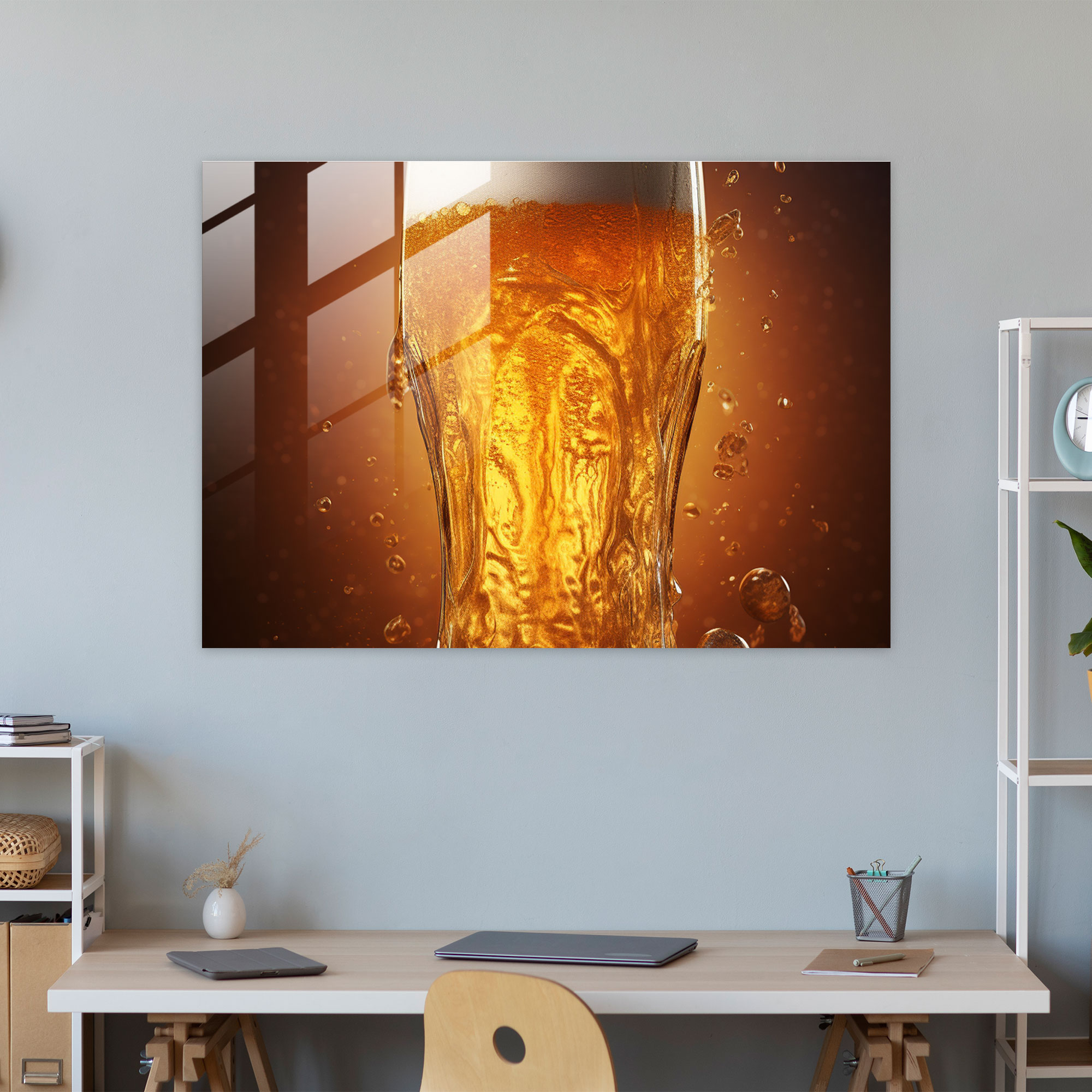 Overflowing Beer Glass Print - Beer, Home Decoration, Glass Art, Wall Decoration