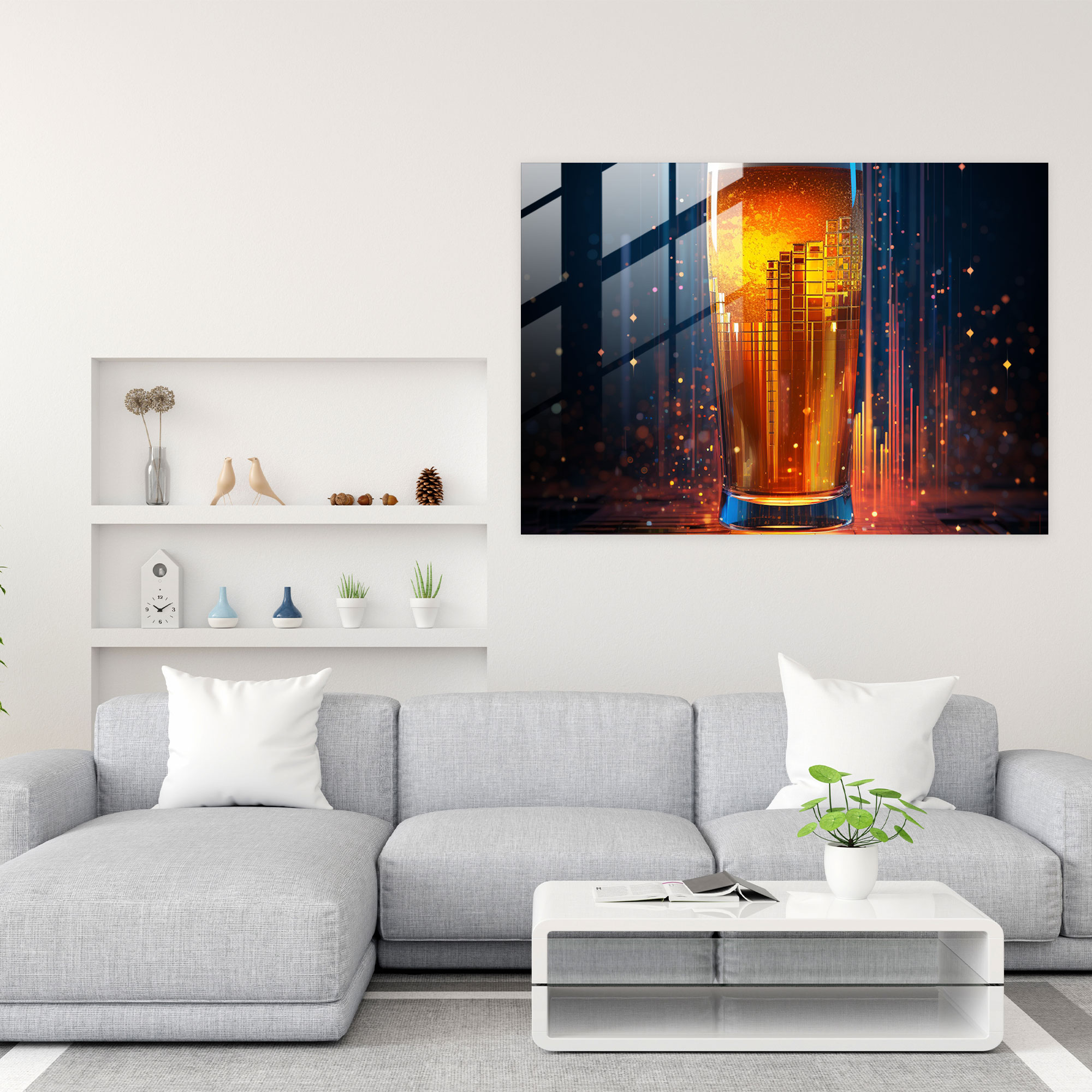Pixelated Beer Glass Print - Beer, Glass Print, Modern Elements, Home Decoration