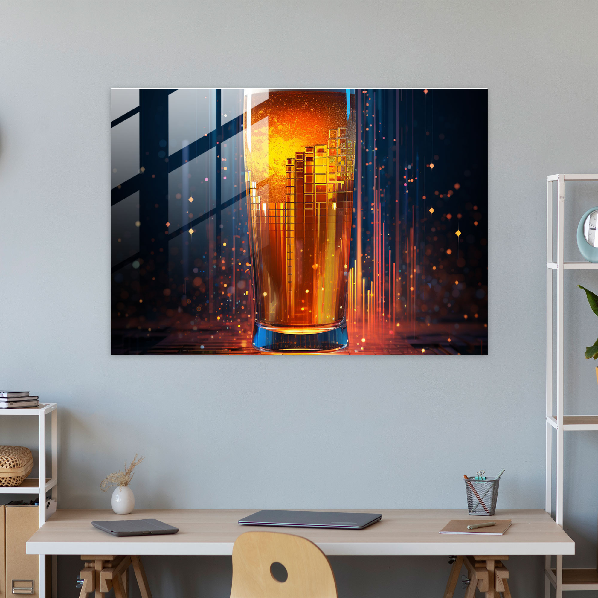 Pixelated Beer Glass Print - Beer, Glass Print, Modern Elements, Home Decoration