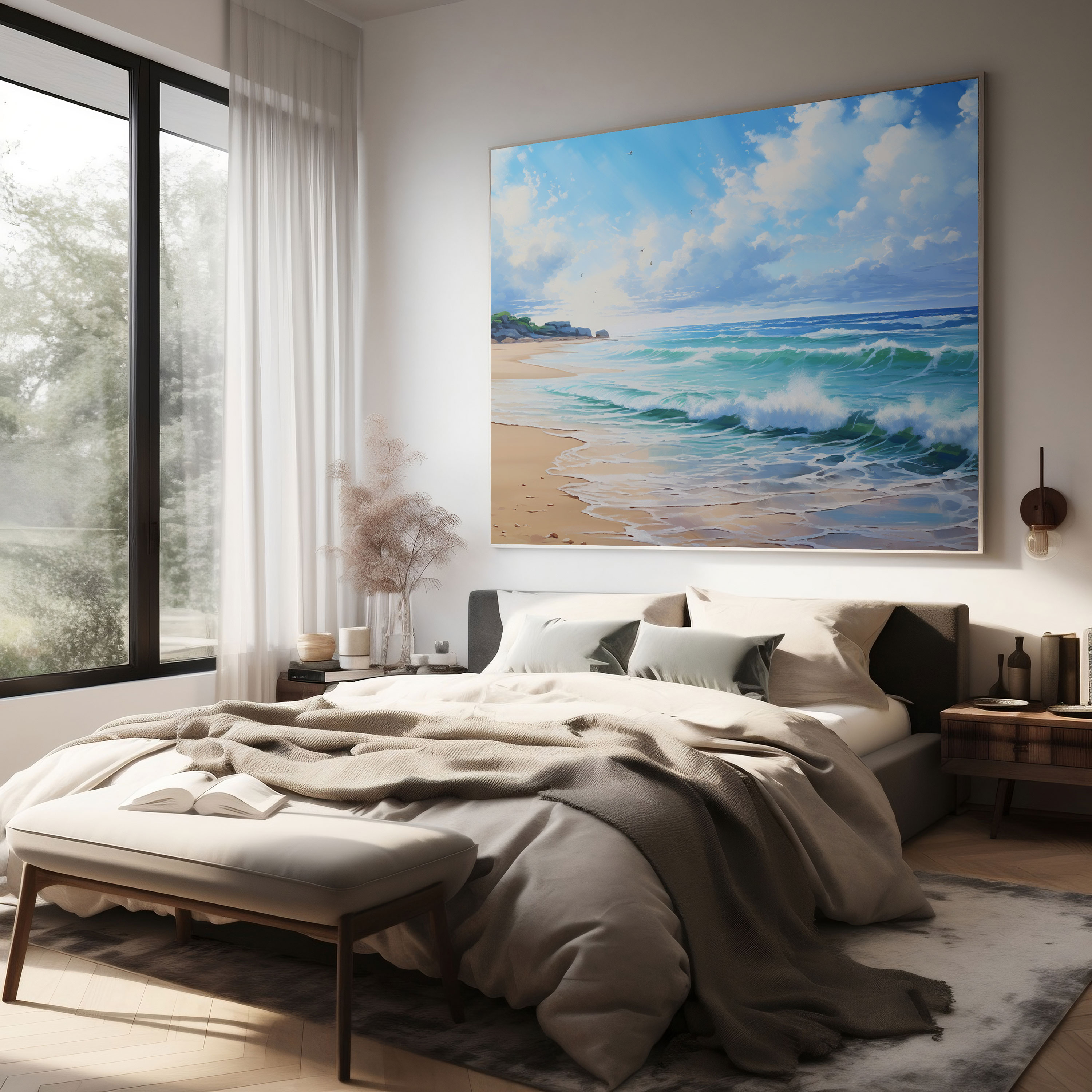 Beach Canvas Print - Serene Seascape Wall Art - Beach, Seascape, Wall Decoration, Waves