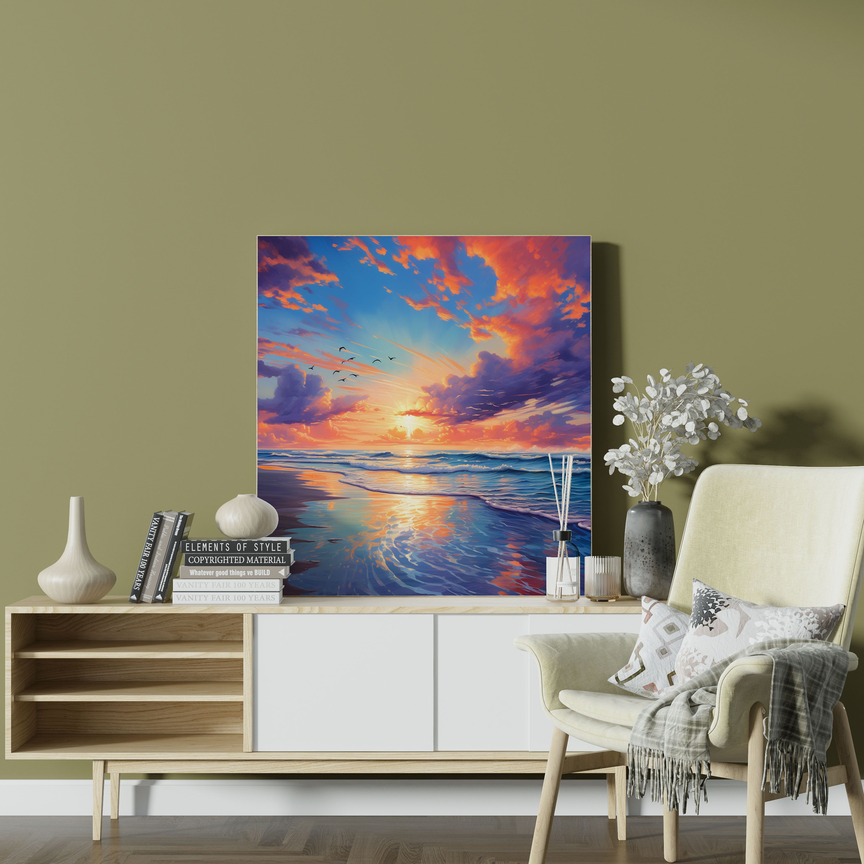 Beach Wall Art - Vibrant Sunset Canvas Print - Beach, Vibrant Colors, Canvas Wall Art, Beach