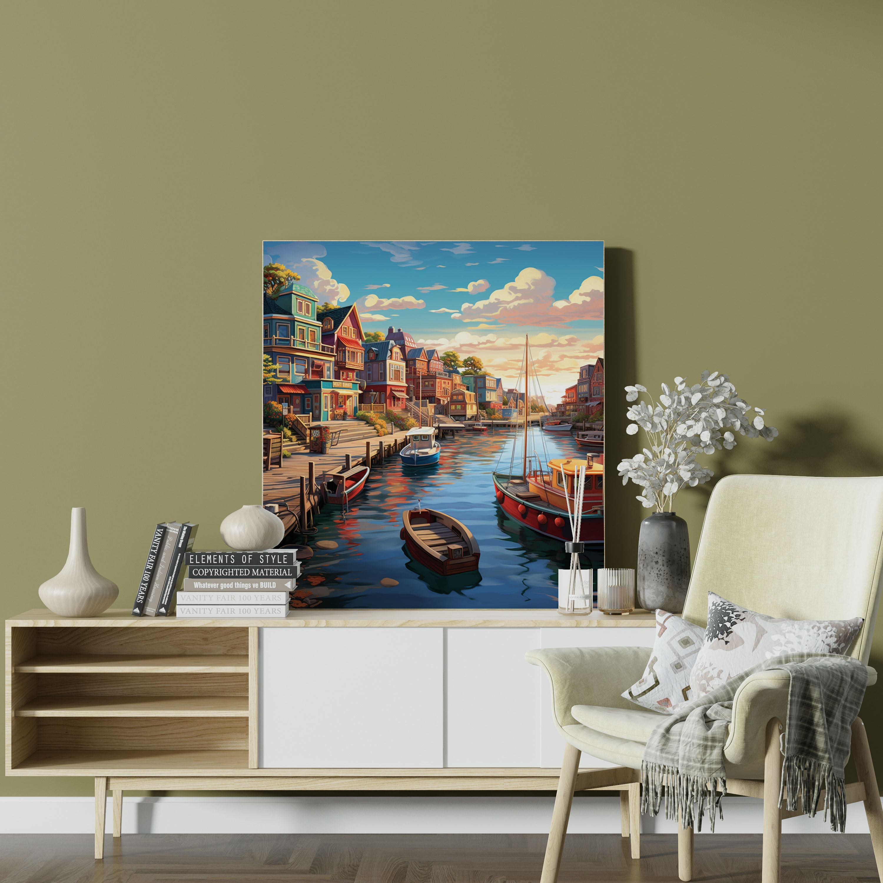 Coastal Town Canvas Print - Vibrant Wall Art - Beach, Beach, Wall Art, Sailboats