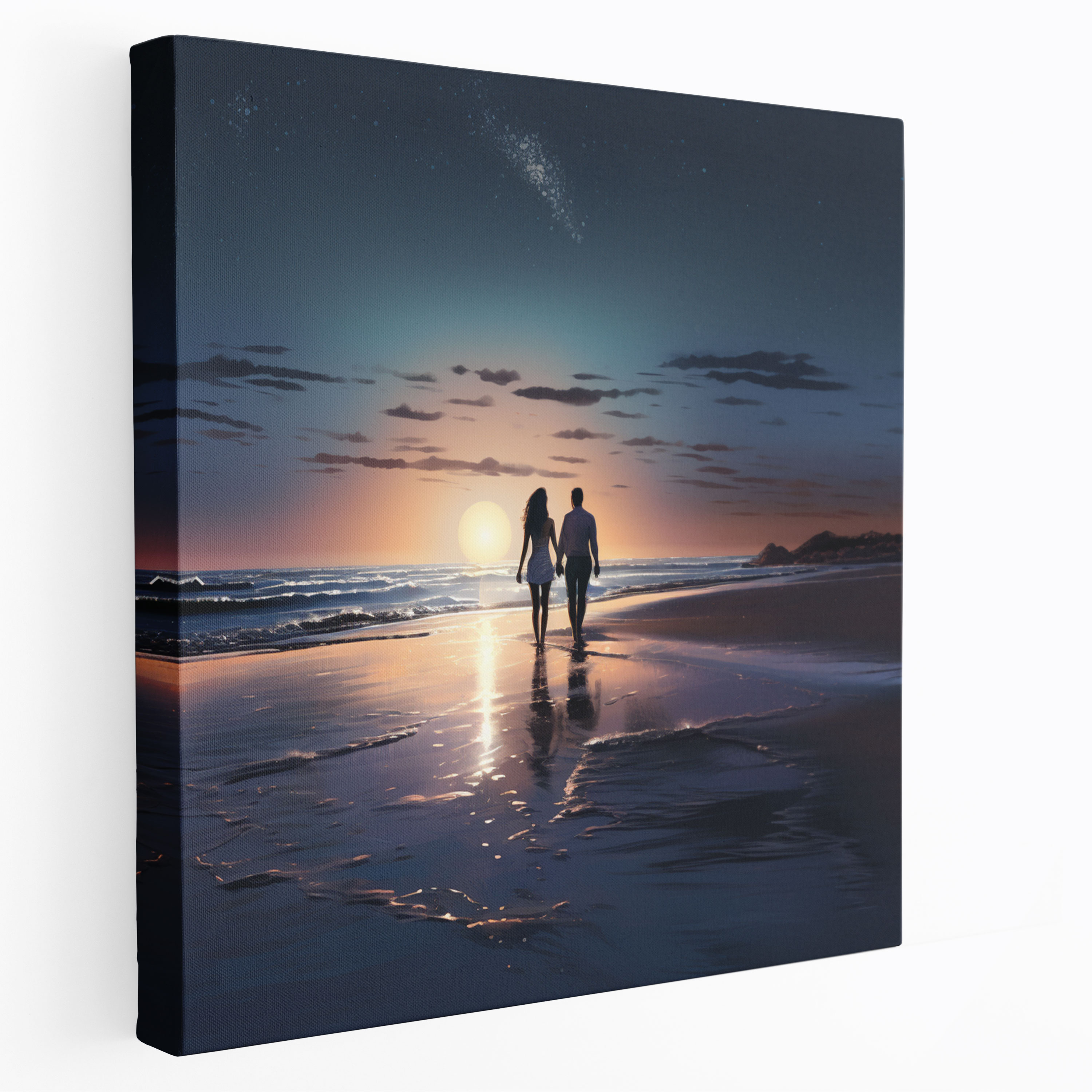 Love By The Sea Canvas Print - Beach, Romantic, Digital Painting, Beach