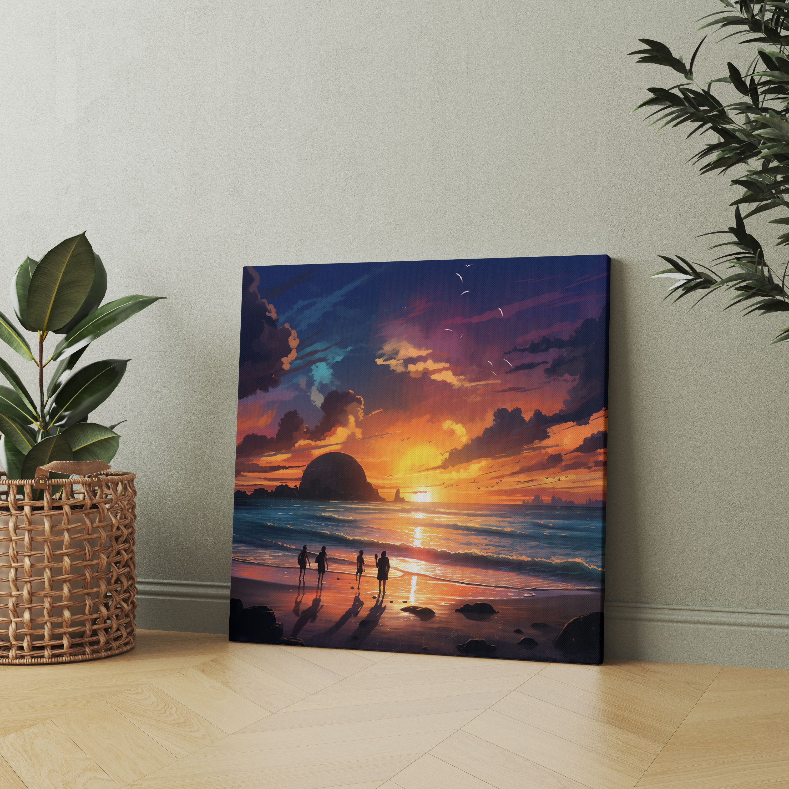 Sunset Serenade Wall Art - Beach, Sunset Beach, Colorful Skies, Canvas