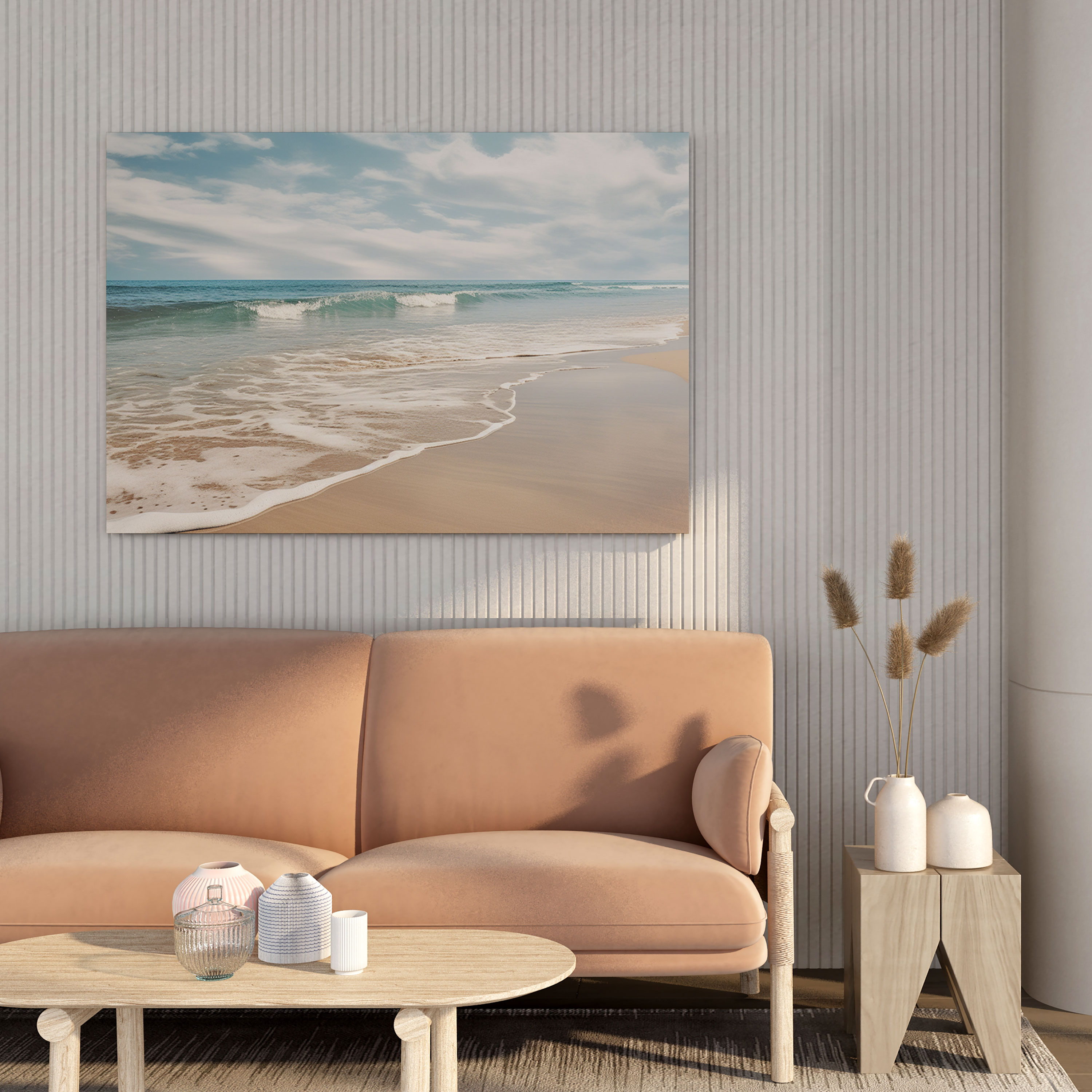 Tranquil Escape Canvas Print - Beach, Gentle Waves, Home Decoration, Canvas Wall Art