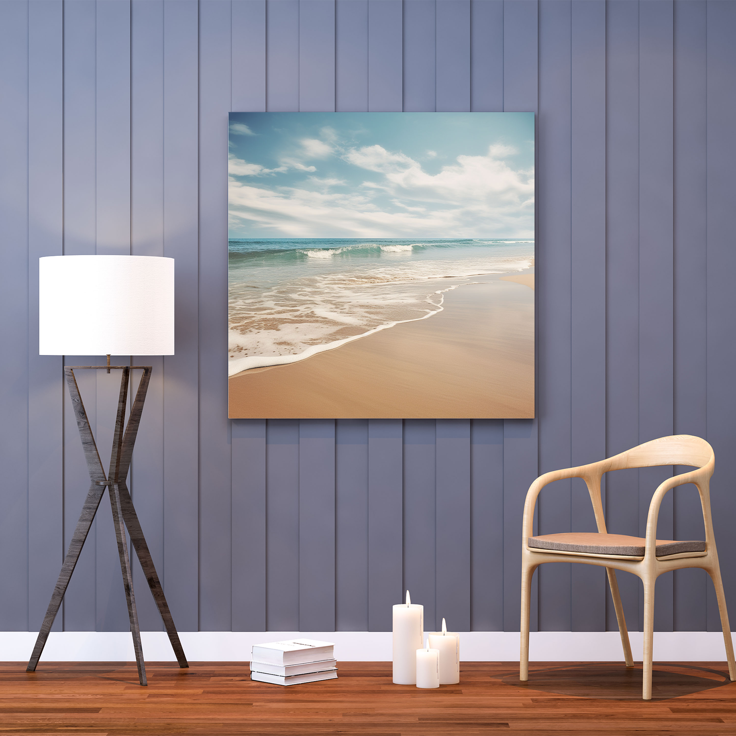 Tranquil Escape Canvas Print - Beach, Gentle Waves, Home Decoration, Canvas Wall Art