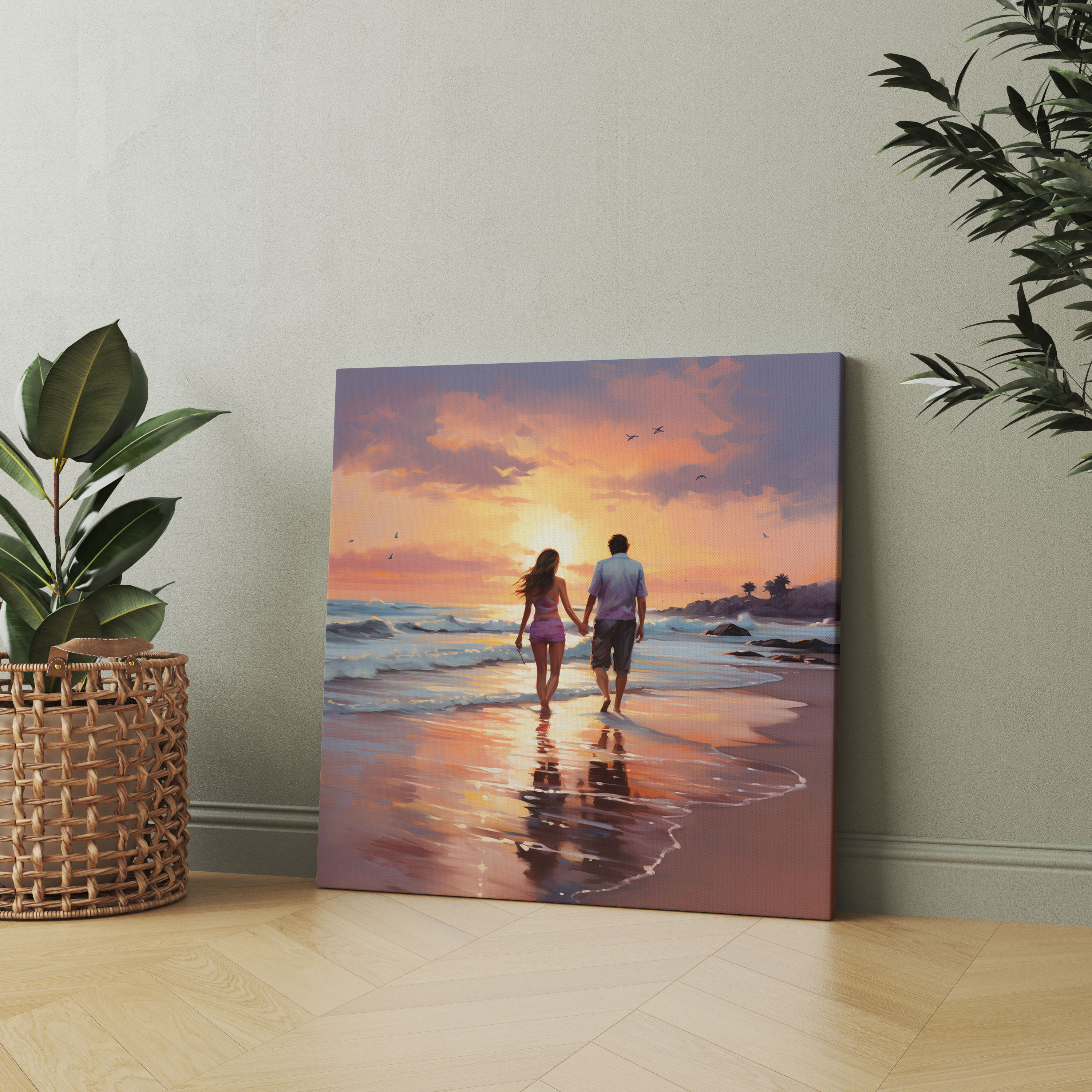 Sunset Stroll Canvas Print - Beach, Beach, Home Decoration, Canvas