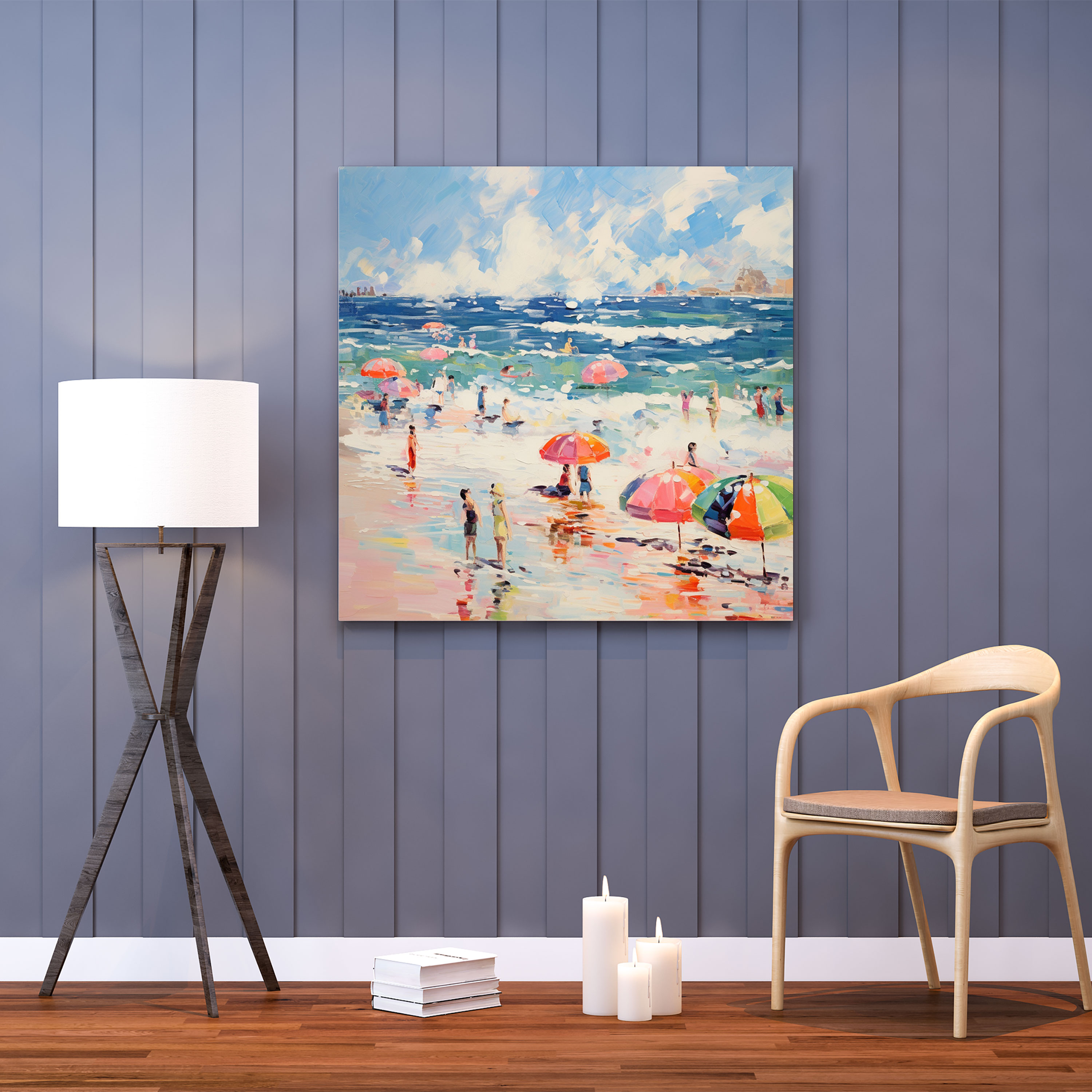 Impressionist Seaside Wall Decoration - Beach, Crashing Waves, Impressionist Artwork, Home Decoration
