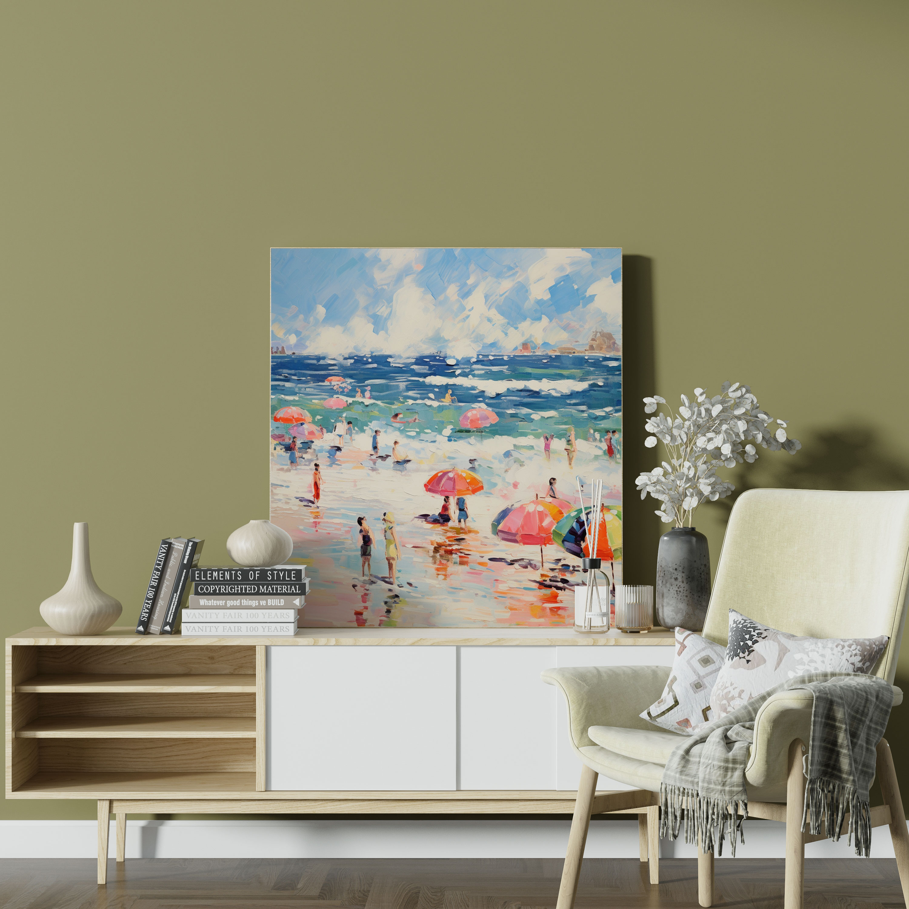 Impressionist Seaside Wall Decoration - Beach, Crashing Waves, Impressionist Artwork, Home Decoration