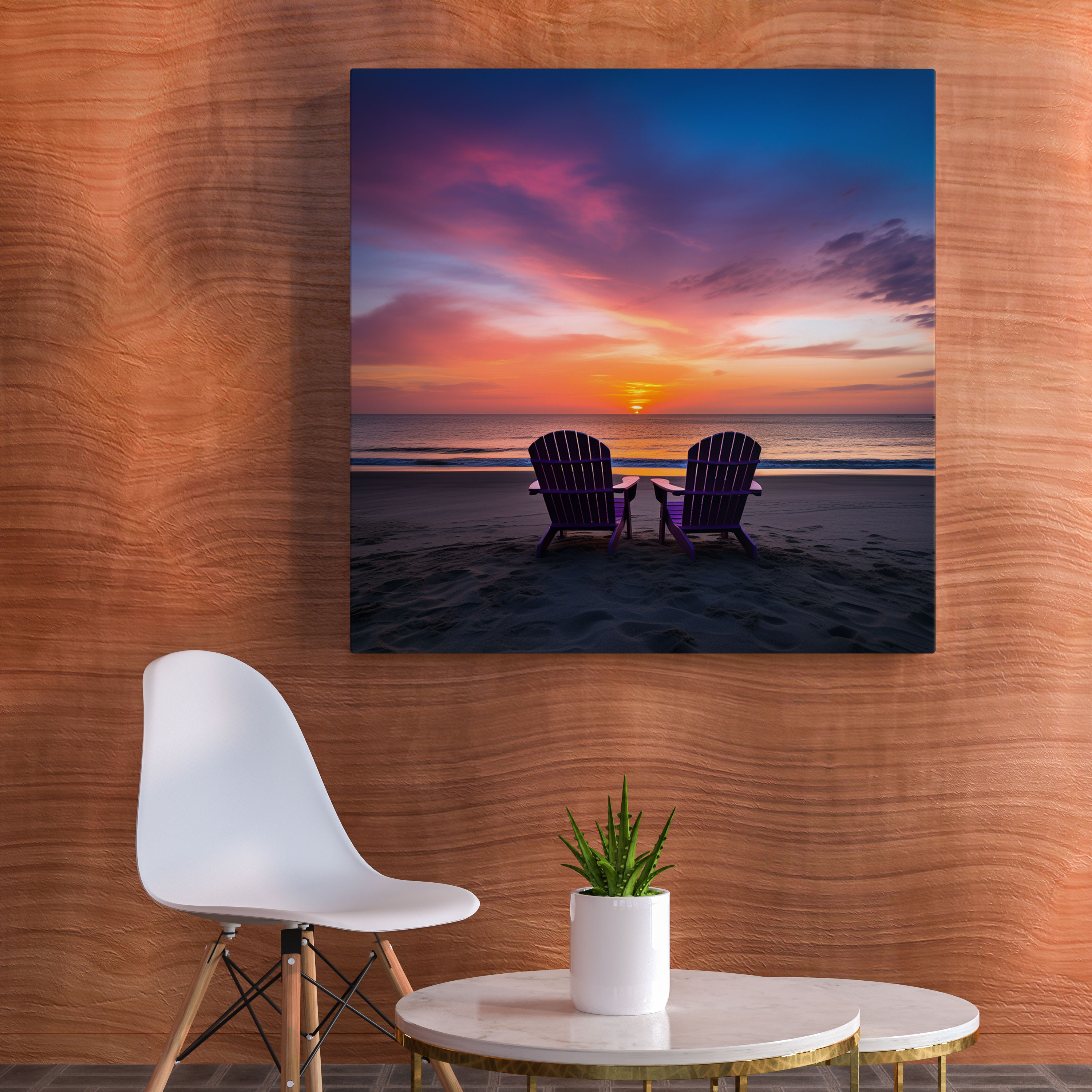 Beach Wall Art - Sunset Silhouette - Beach, Silhouette, Sunset, Purple