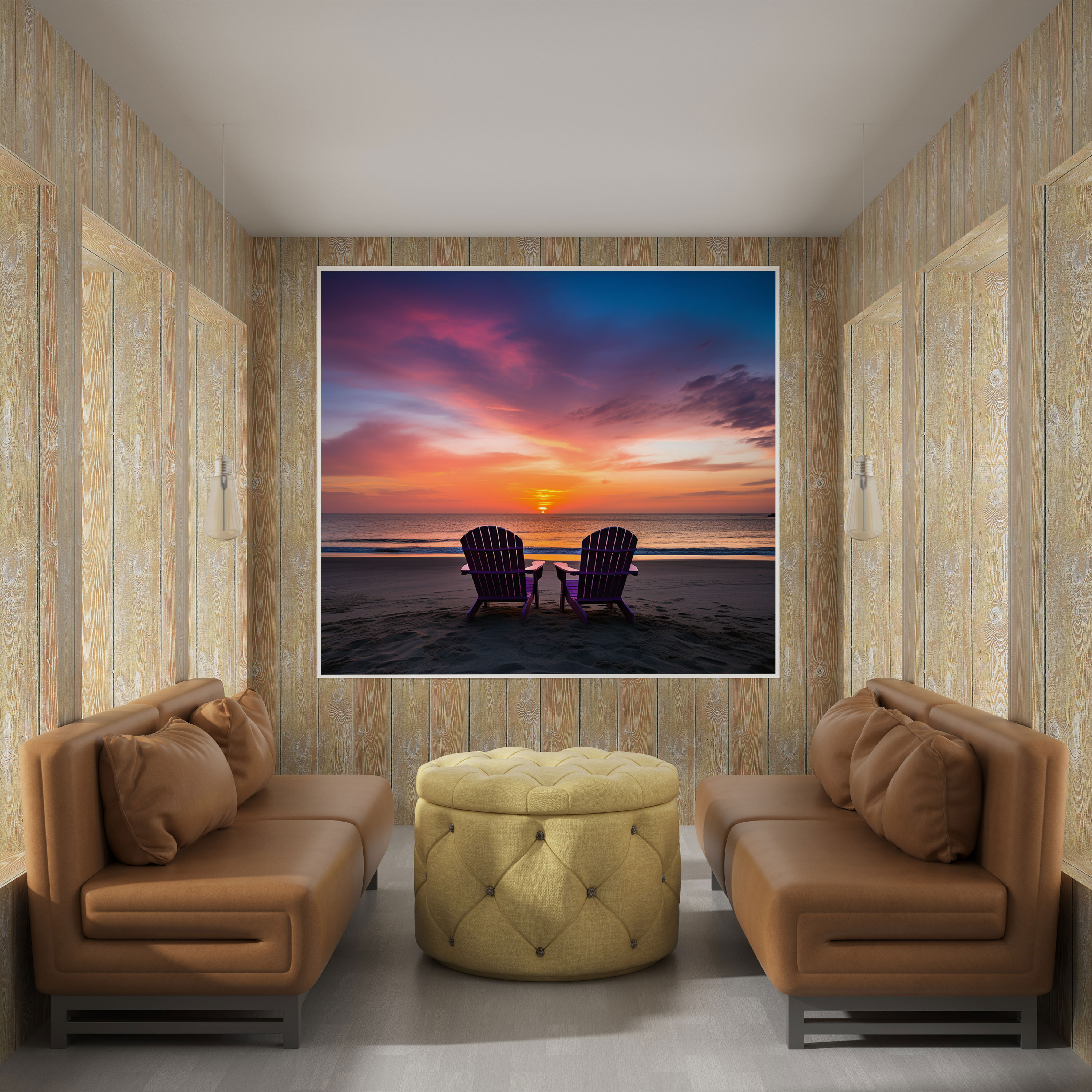 Beach Wall Art - Sunset Silhouette - Beach, Silhouette, Sunset, Purple