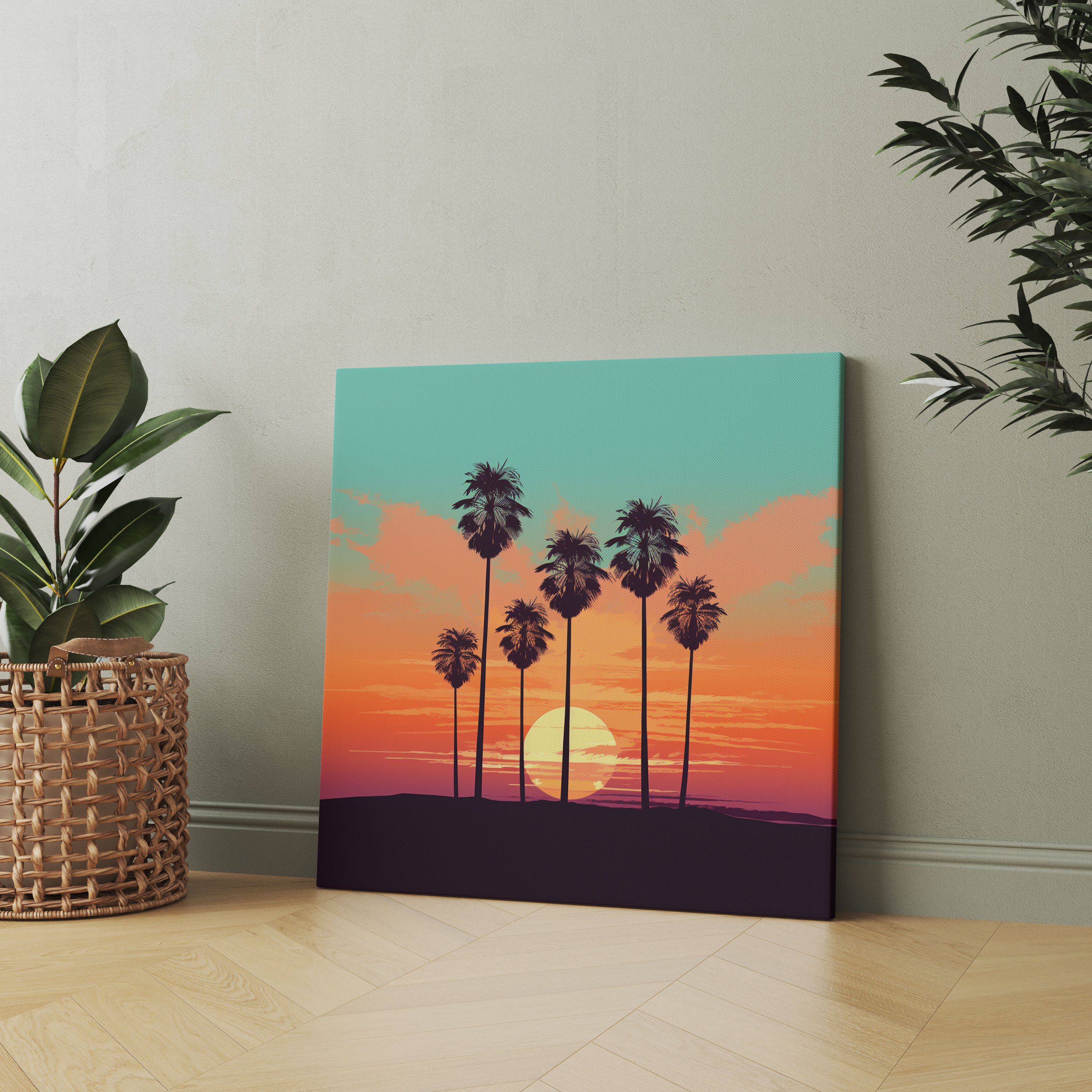 Beach Wall Art - Minimalist Palm Trees Canvas Print - Beach, Beach, Canvas Wall Art, Wall Art