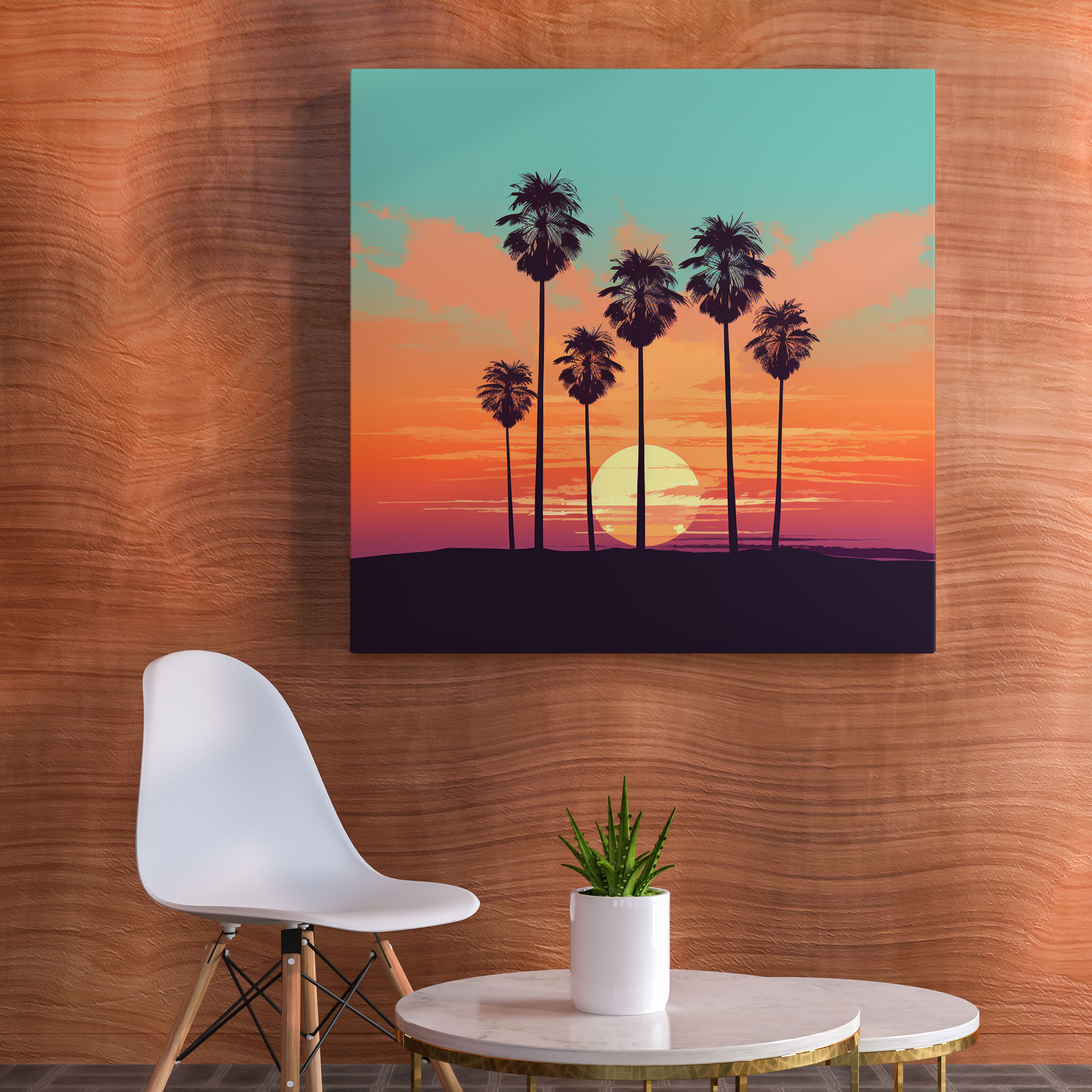 Beach Wall Art - Minimalist Palm Trees Canvas Print - Beach, Beach, Canvas Wall Art, Wall Art