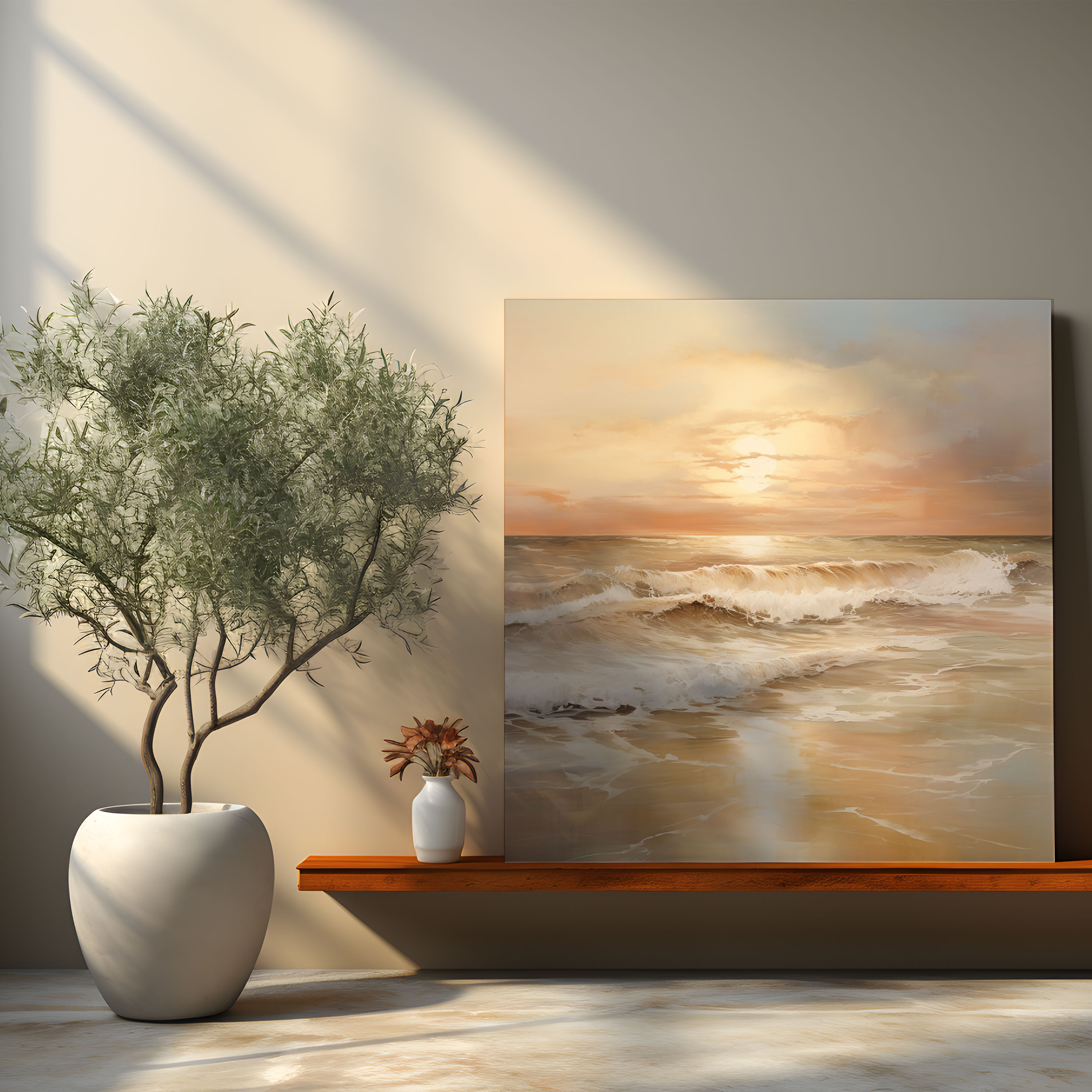 Beige Sunset Canvas Print - Beige, Tranquility, Beige Canvas Print, Canvas