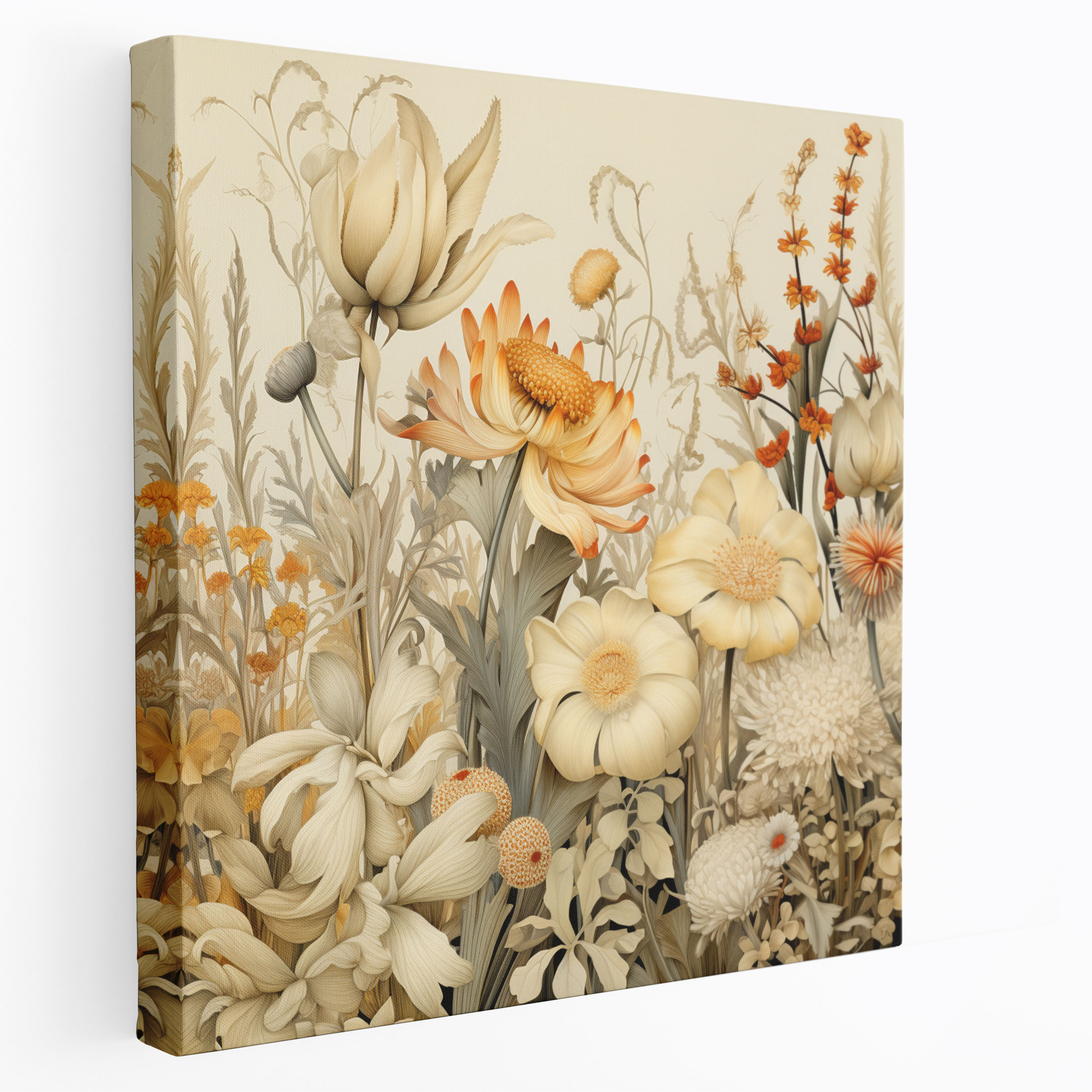 Beige Botanical Canvas Print - Beige, Botanical Prints, Home Decoration, Beige Canvas Print