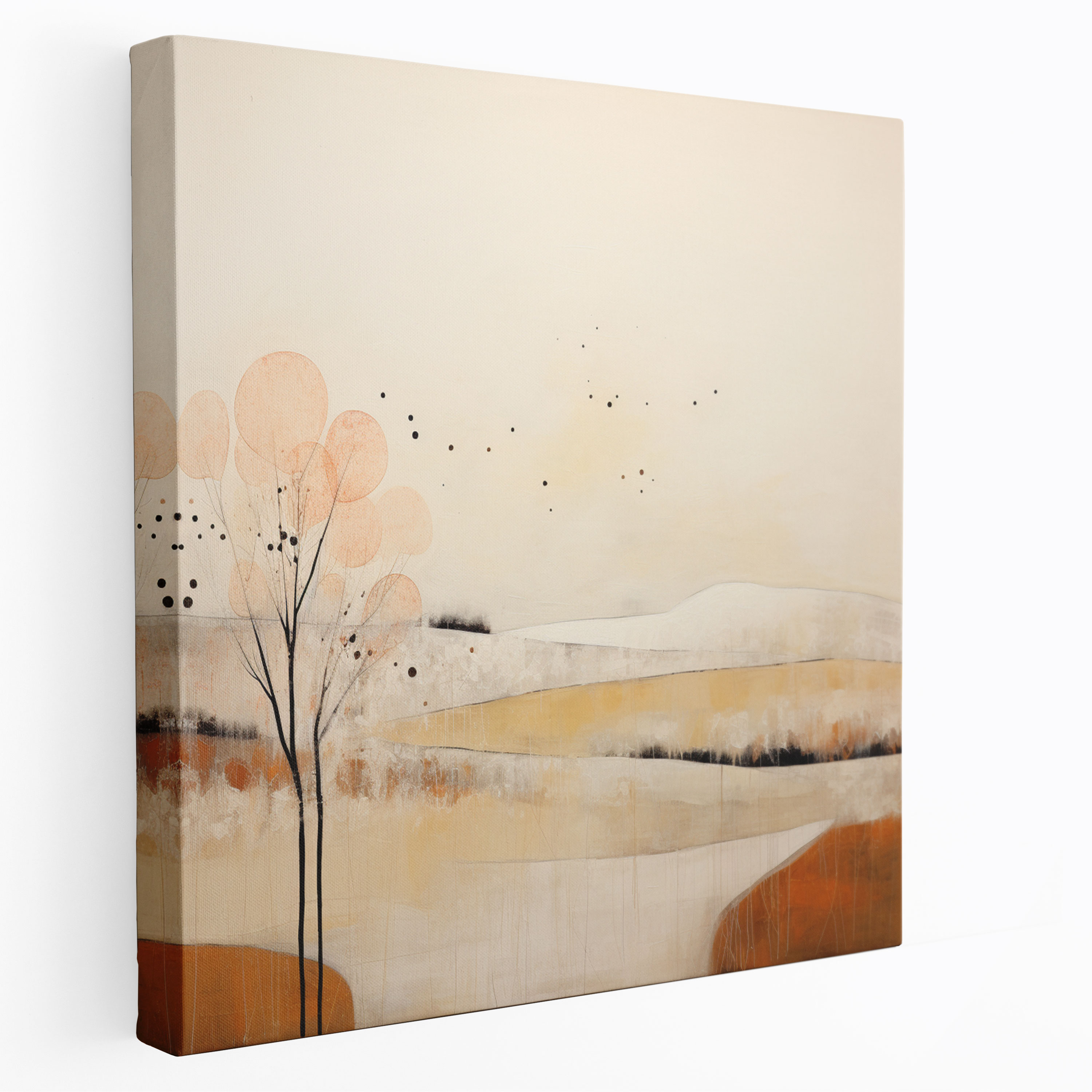 Beige Abstract Landscape Canvas Print - Beige, Wall Art, Wall Decoration, Dream-Like Hues
