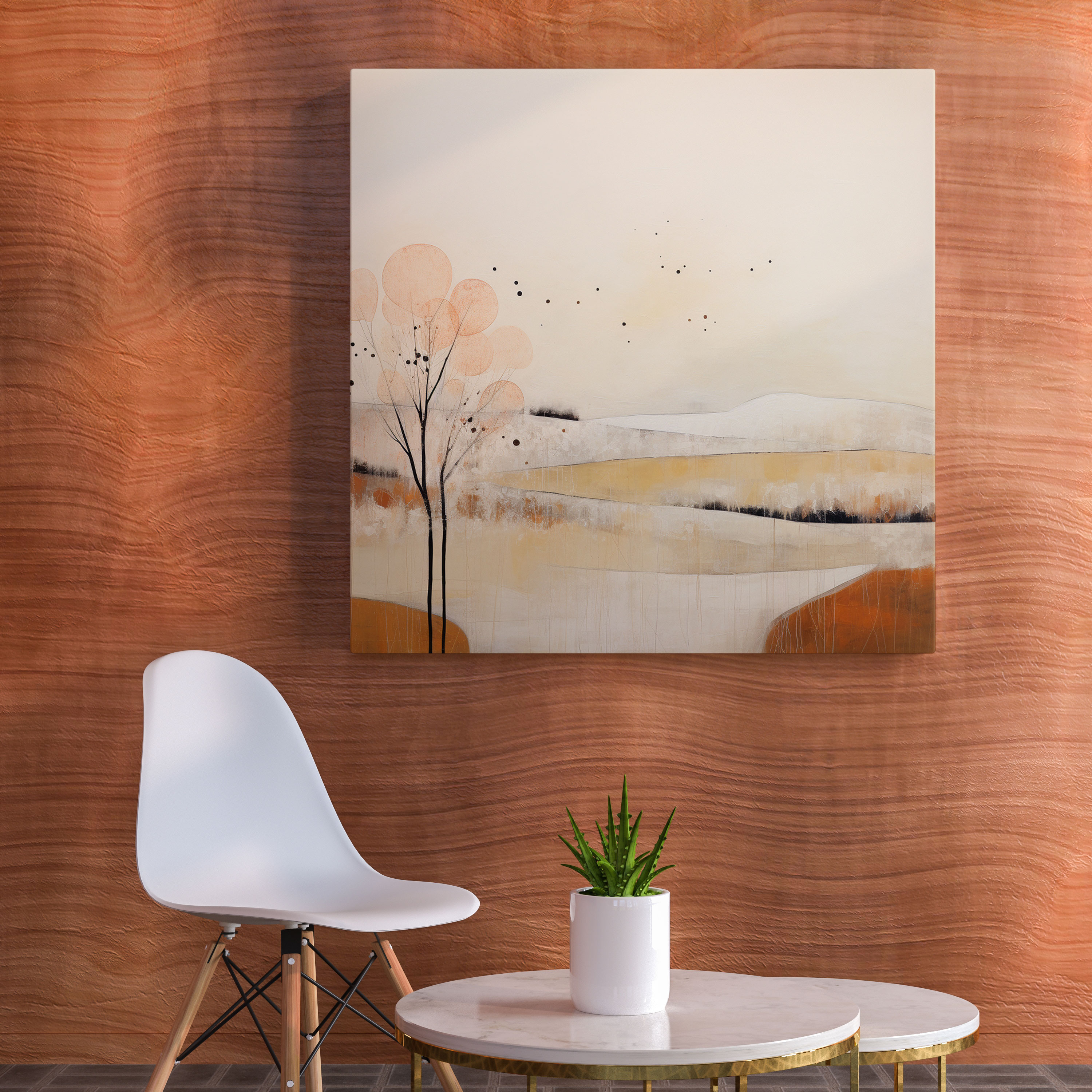 Beige Abstract Landscape Canvas Print - Beige, Wall Art, Wall Decoration, Dream-Like Hues
