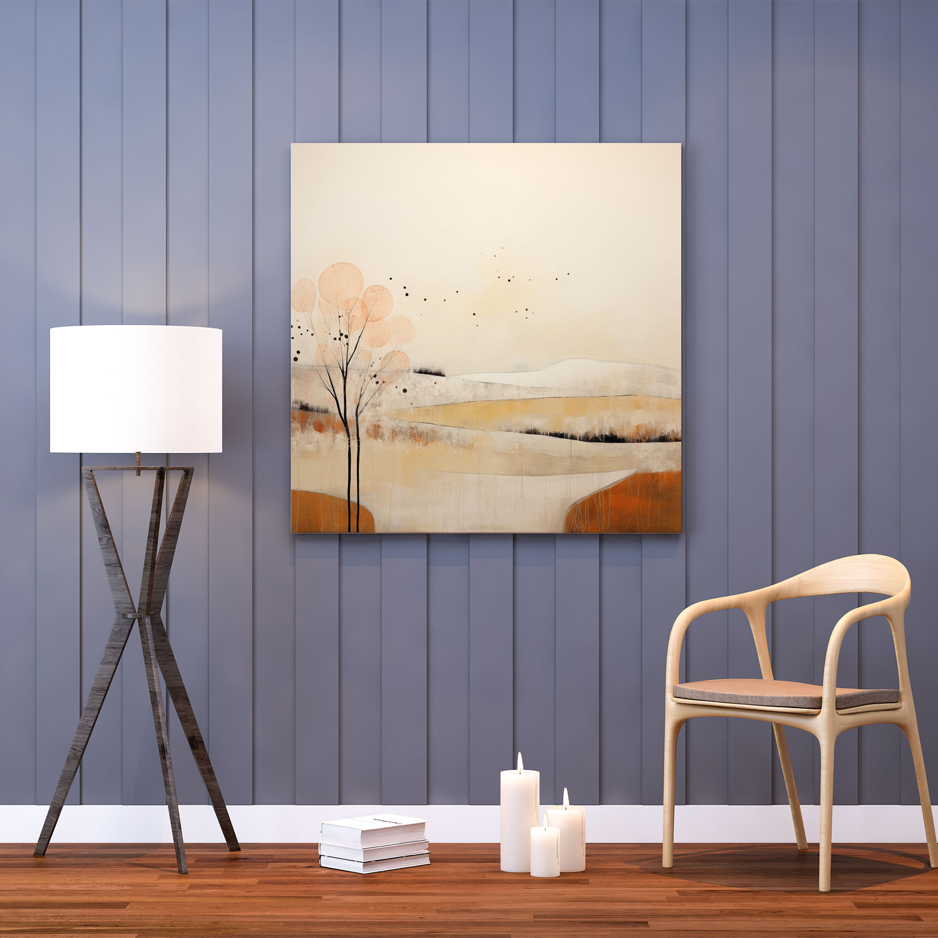 Beige Abstract Landscape Canvas Print - Beige, Wall Art, Wall Decoration, Dream-Like Hues
