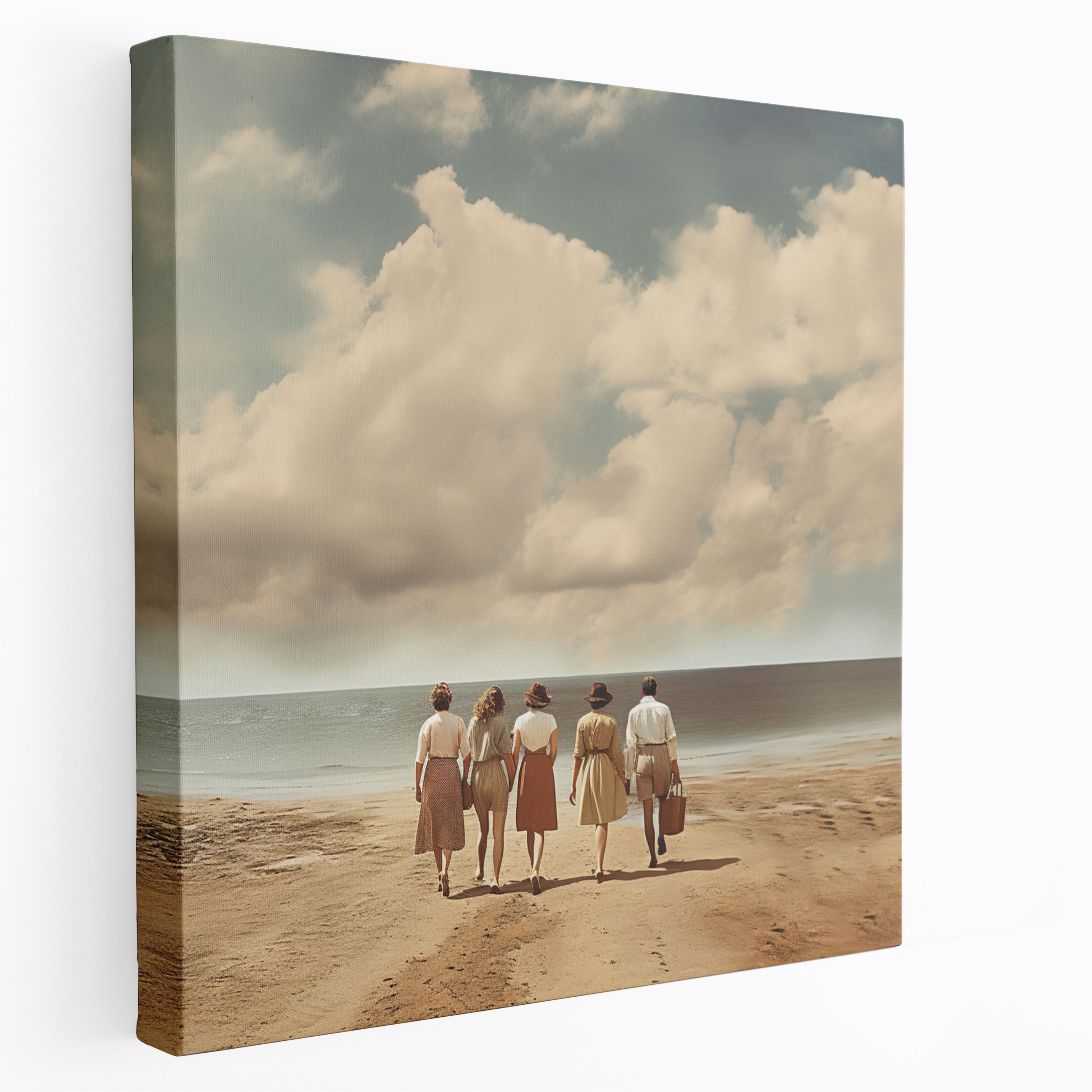 Vintage Beige Beach Canvas Print - Beige, Beige Canvas Print, Beige Wall Decoration, Canvas Wall Art