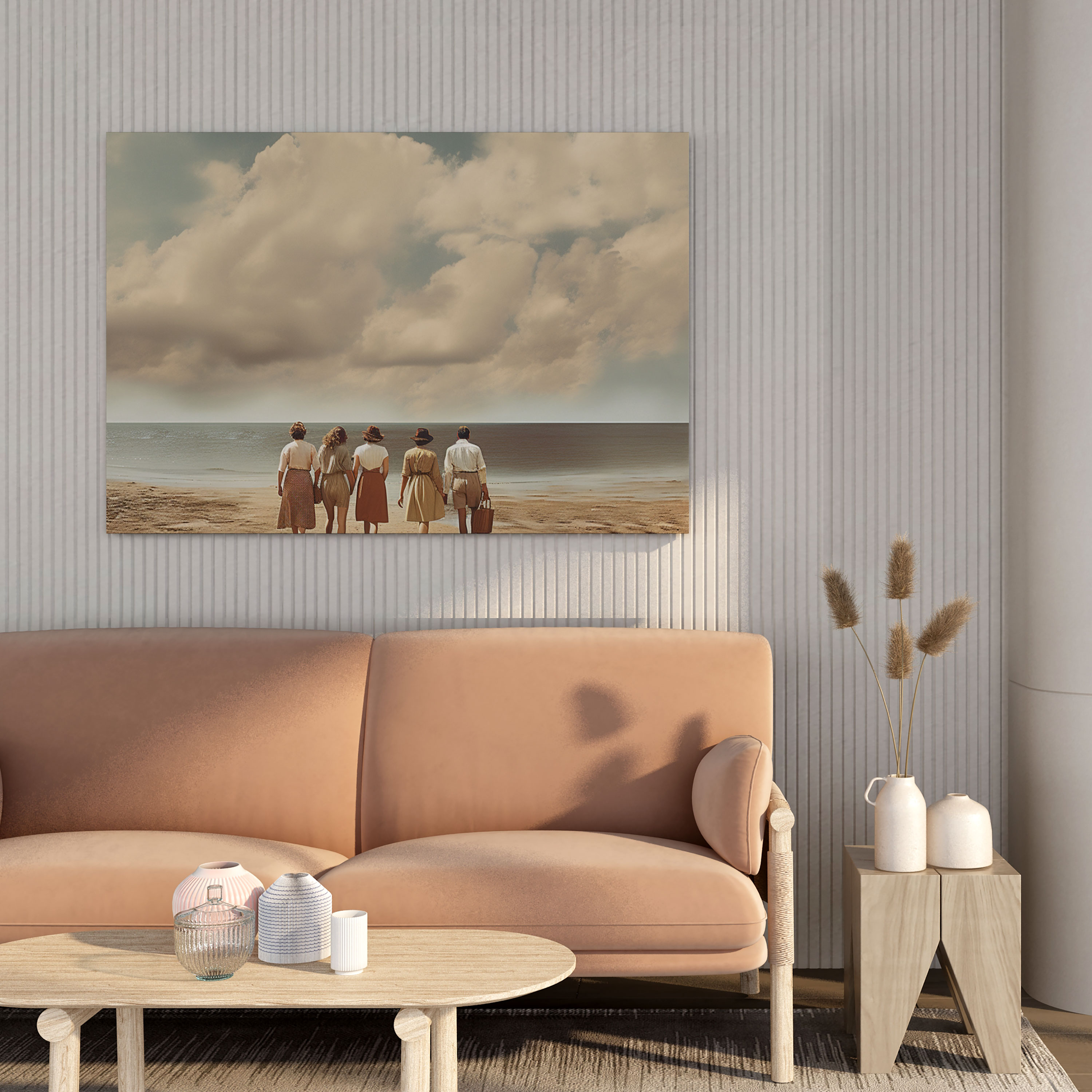 Vintage Beige Beach Canvas Print - Beige, Beige Canvas Print, Beige Wall Decoration, Canvas Wall Art