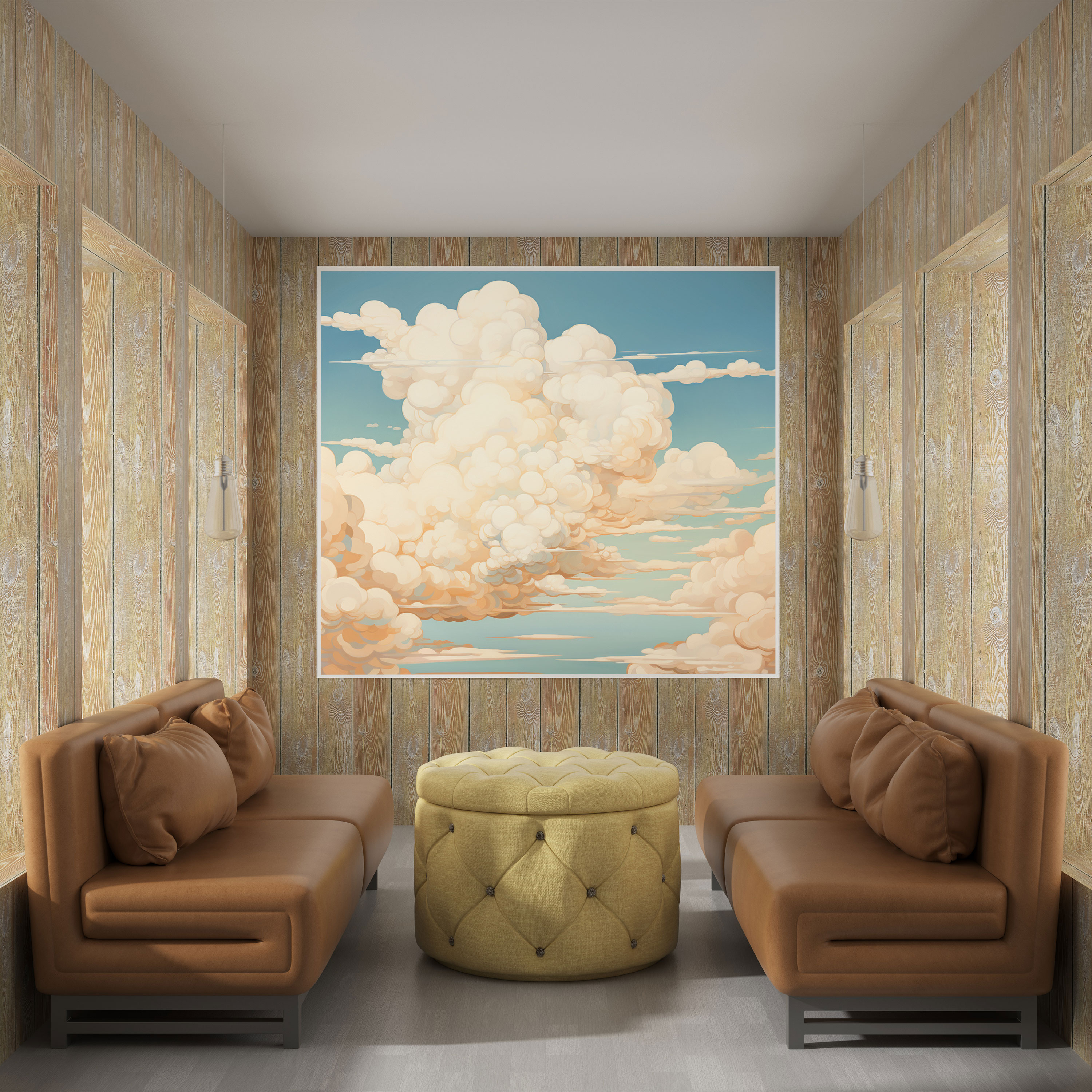Beige Clouds Canvas Print - Beige, Canvas, Beige Wall Decoration, Beige Canvas Print