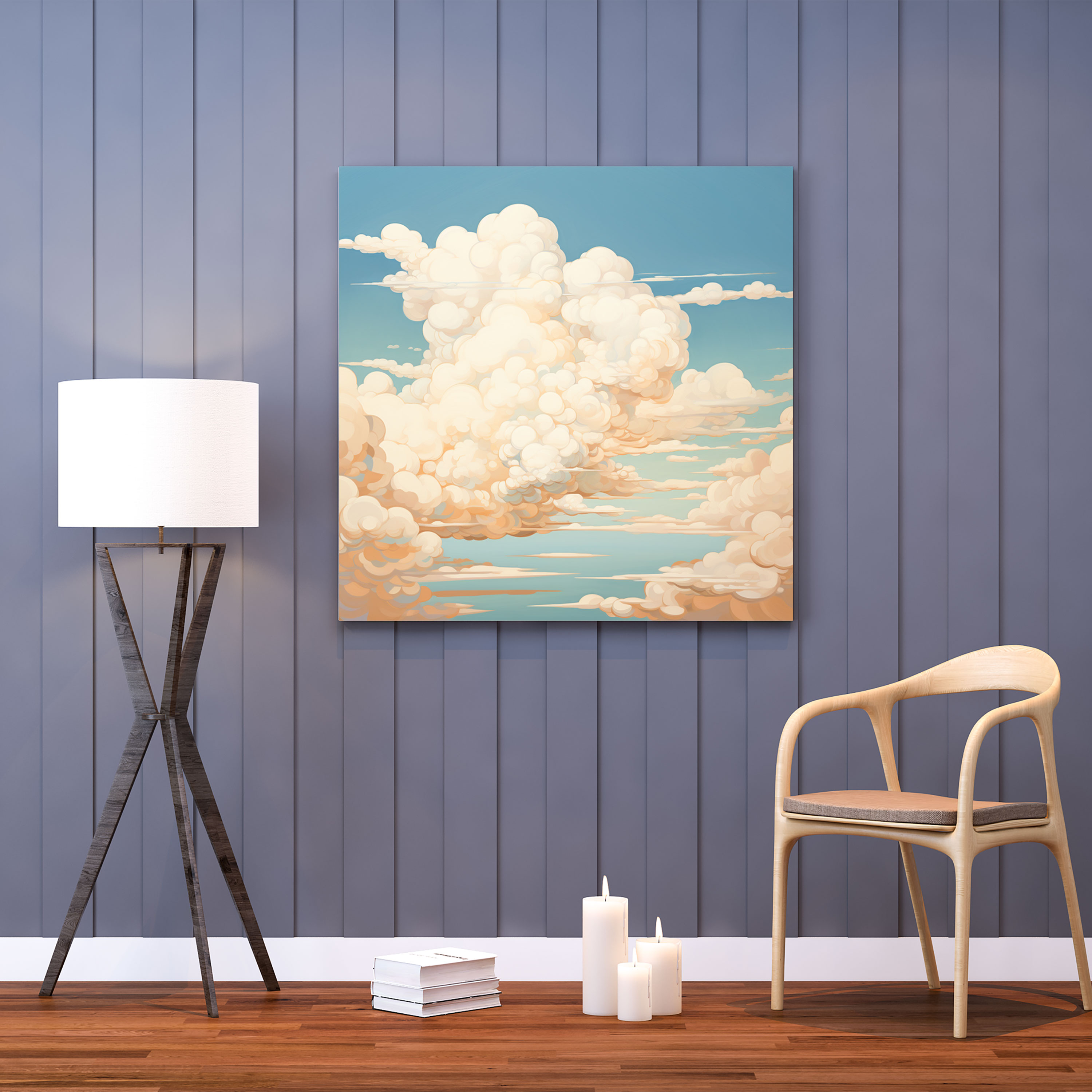 Beige Clouds Canvas Print - Beige, Canvas, Beige Wall Decoration, Beige Canvas Print