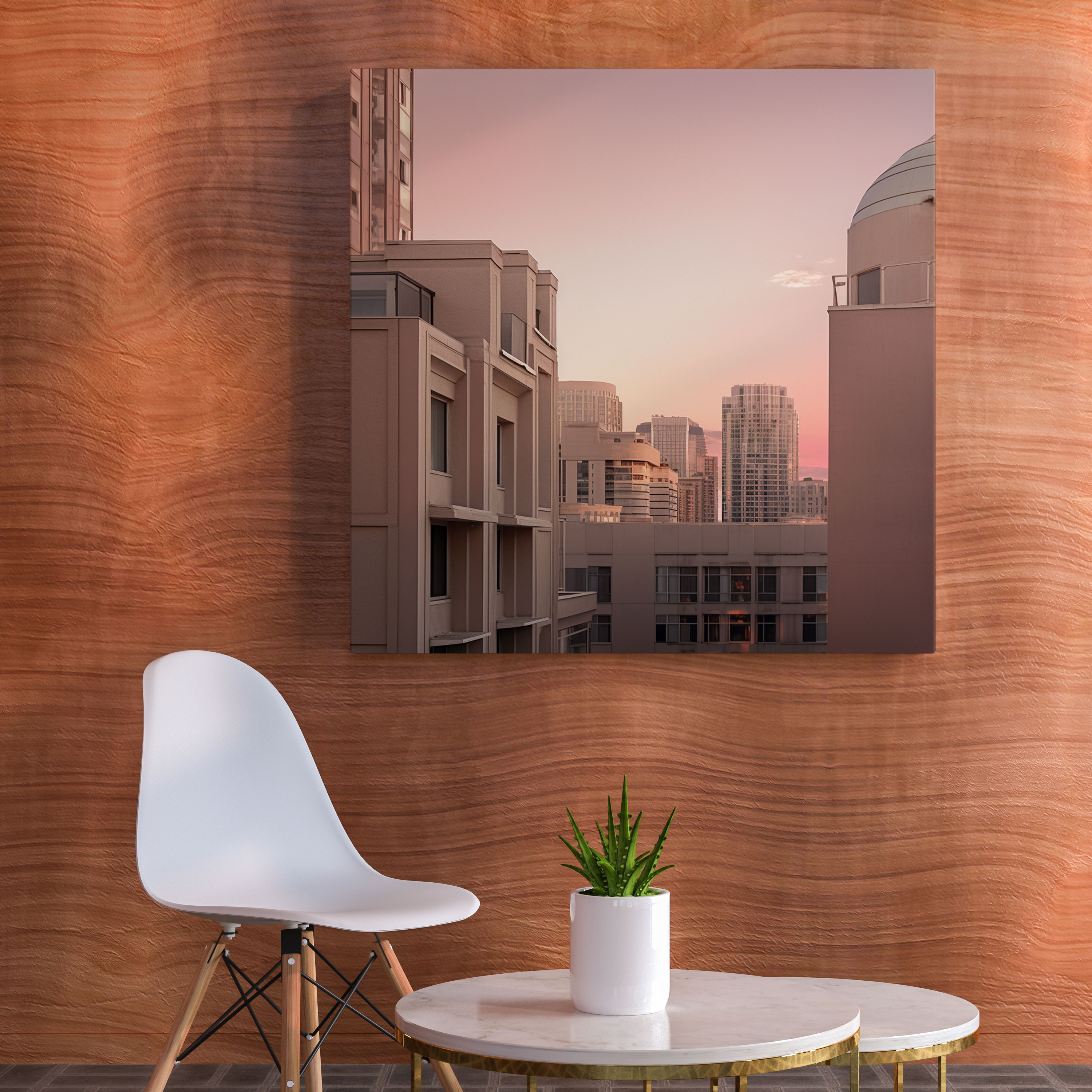Beige Cityscape Canvas Print - Beige, Beige Wall Art, Beige Canvas Print, Photograph