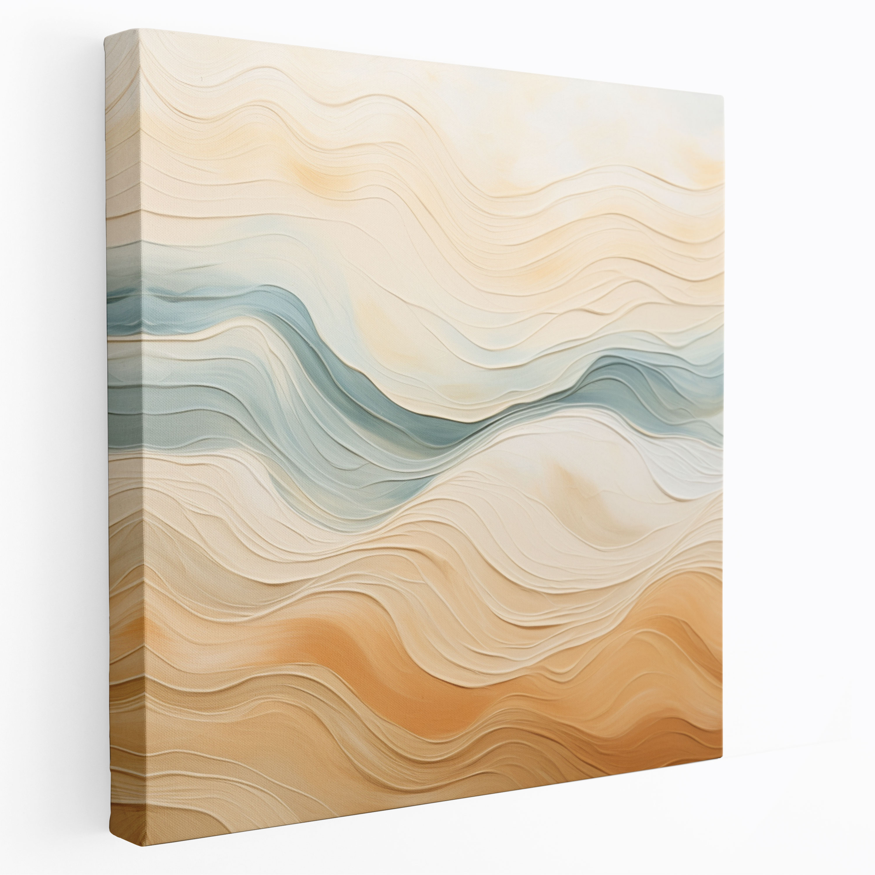 Beige Waves Canvas Print - Beige, Beige Canvas Print, Soothing, Beige Wall Decoration