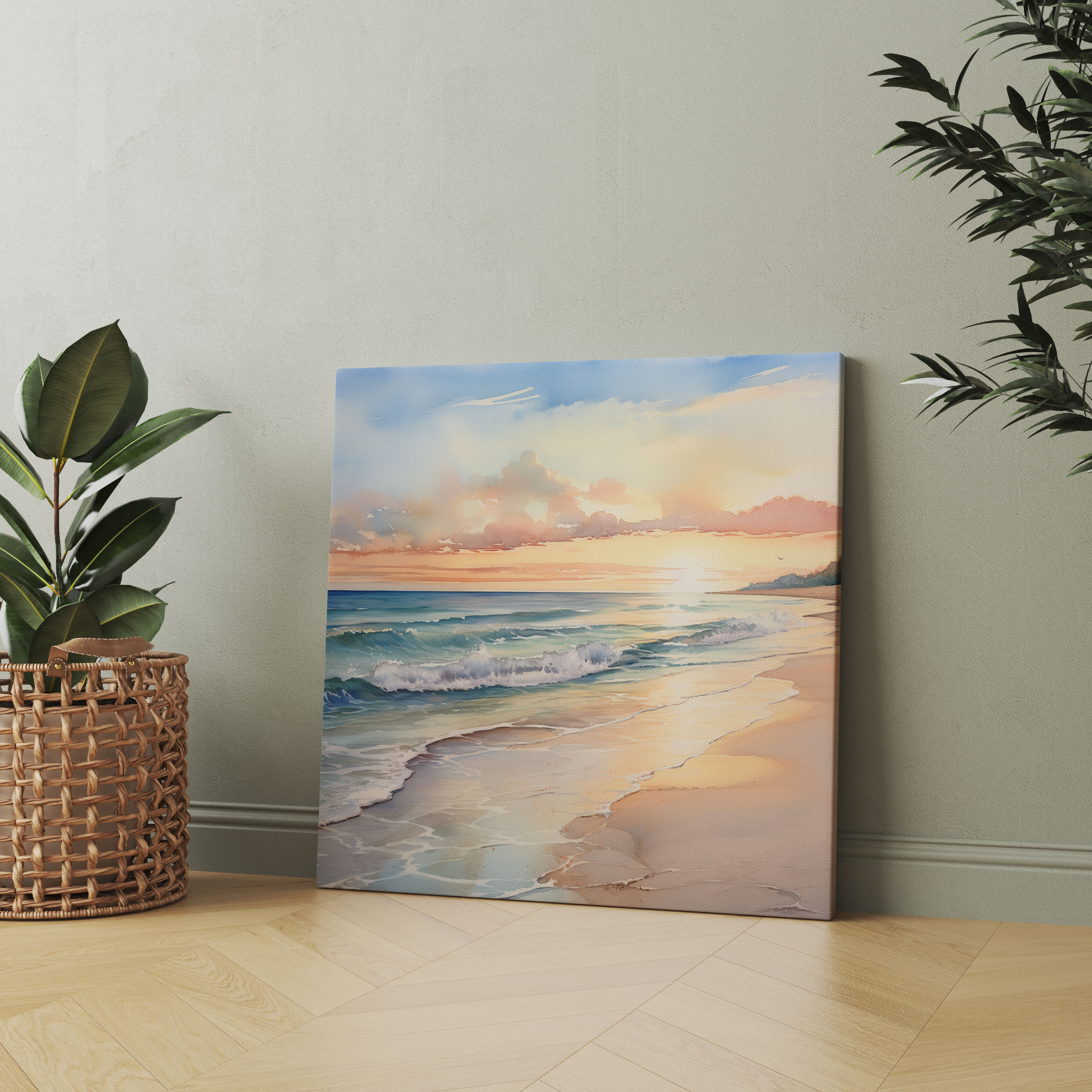 Beige Sunset Canvas Print - Beige, Beige Theme, Canvas, Canvas Wall Art