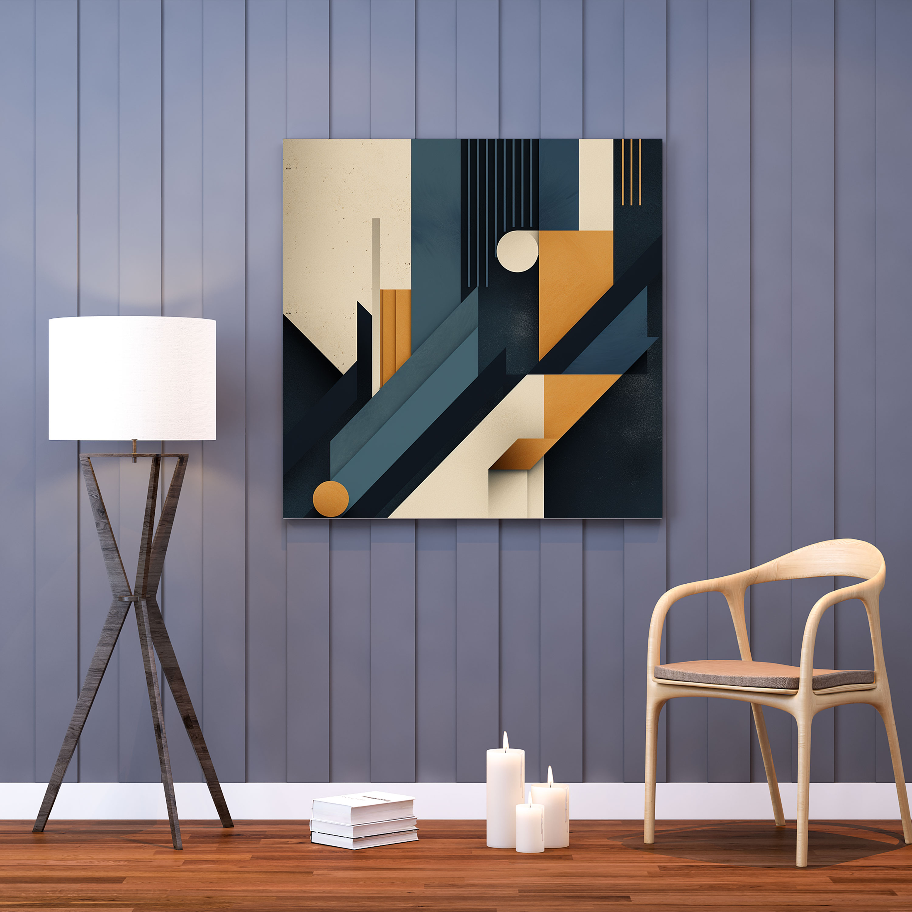Beige Geometric Wall Art - Beige, Geometric Design, Modern Wall Decor, Canvas