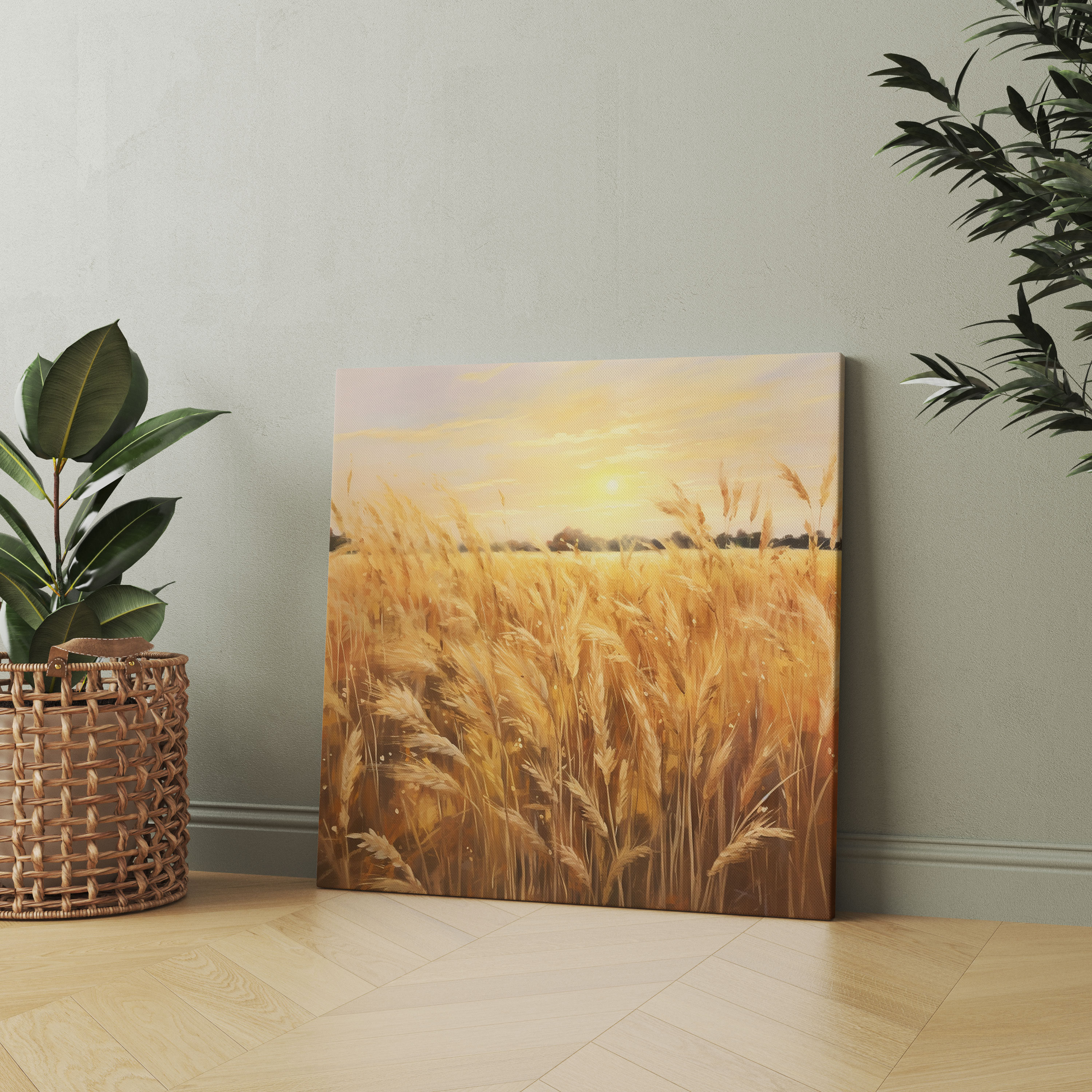 Beige Wheat Field Canvas Print - Beige, Home Decoration, Wall Decoration, Canvas Wall Art