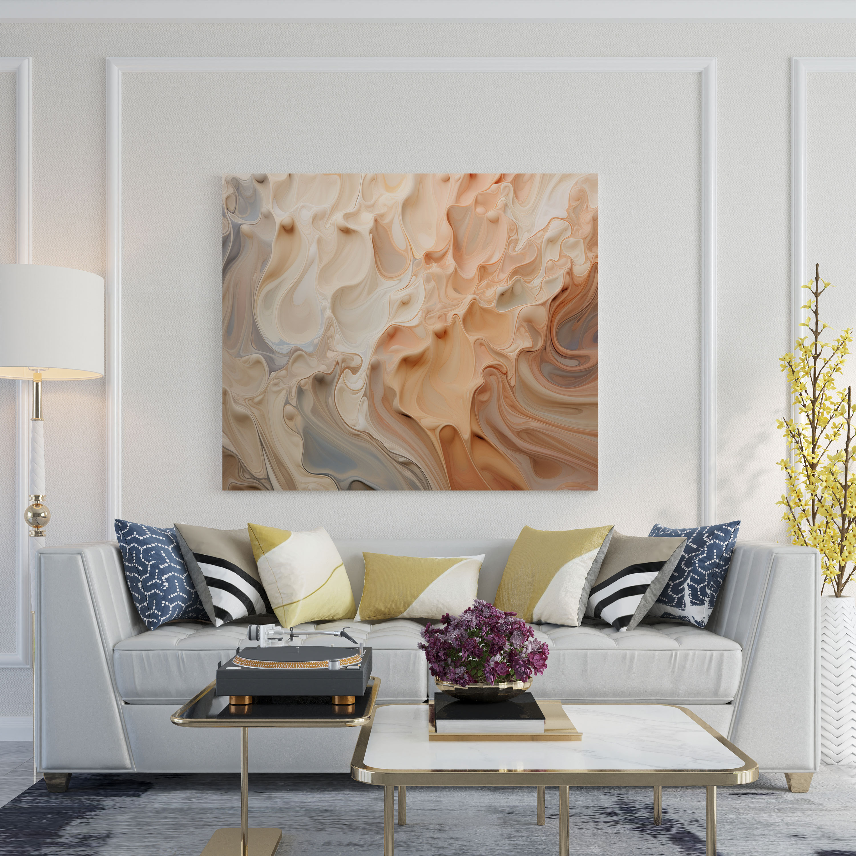 Beige Abstract Canvas Print - Beige, Canvas Wall Art, Modern Abstract Artwork, Wall Art