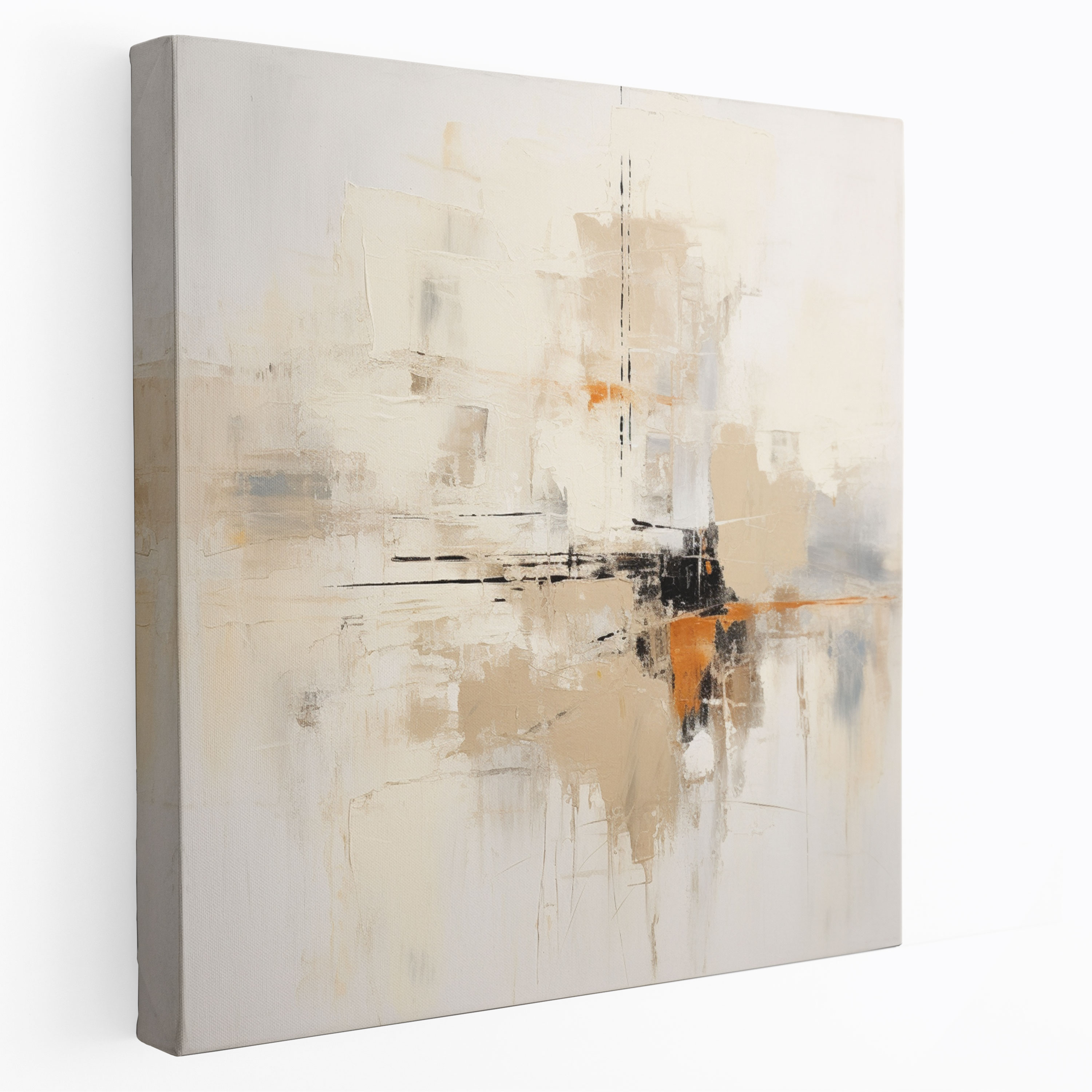 Beige Abstract Balance Canvas Print - Beige, Stylish Wall Art, Canvas Wall Art, Canvas