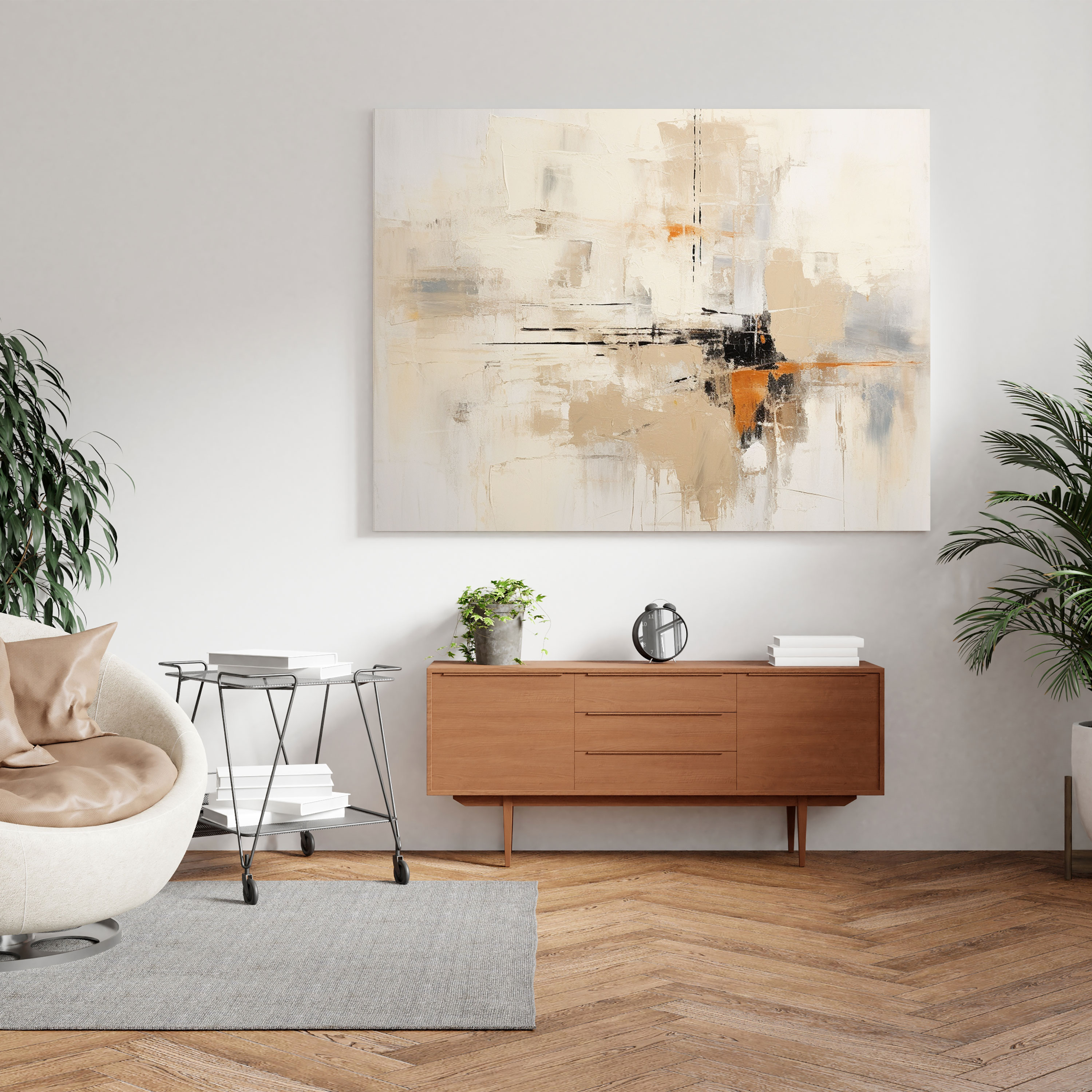 Beige Abstract Balance Canvas Print - Beige, Stylish Wall Art, Canvas Wall Art, Canvas