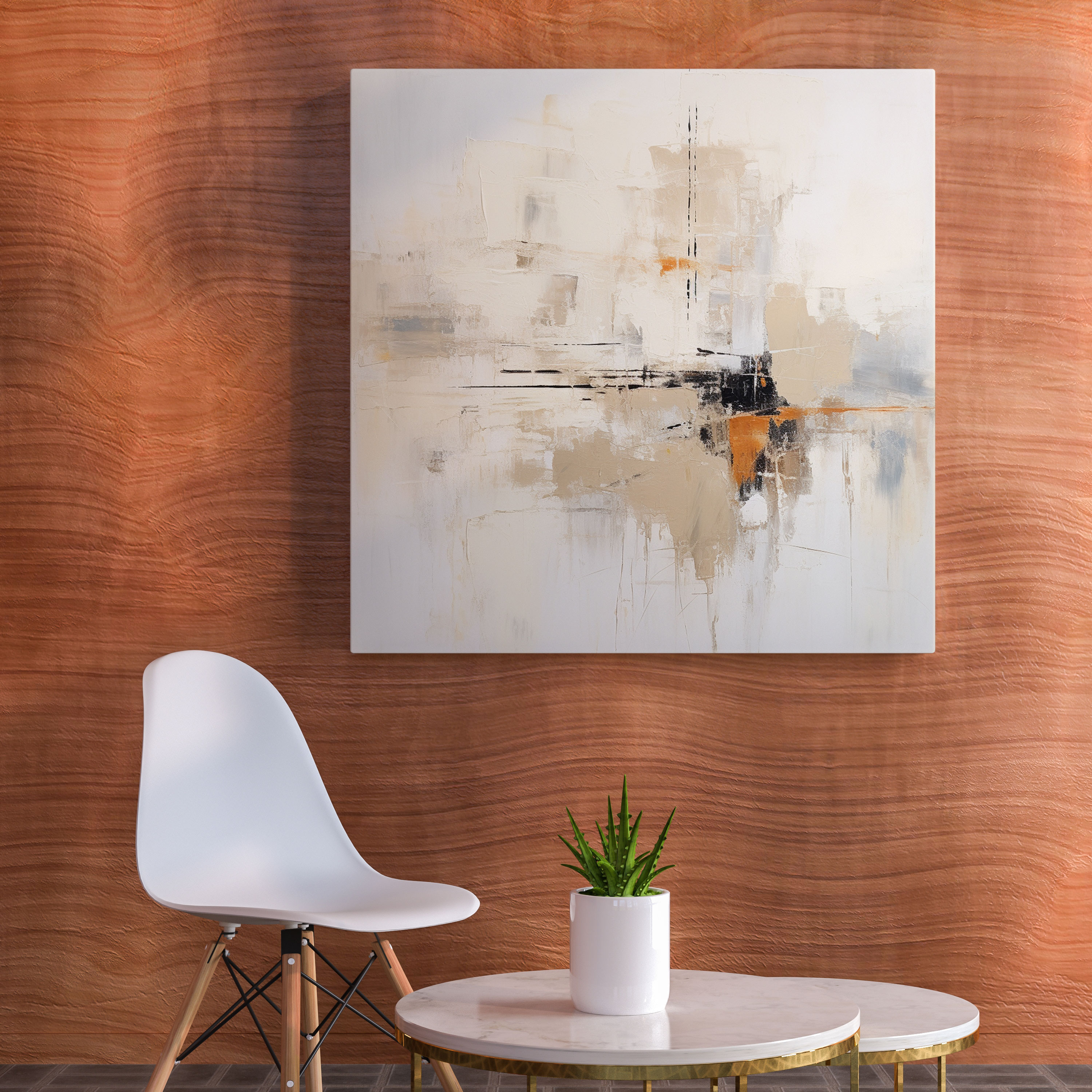 Beige Abstract Balance Canvas Print - Beige, Stylish Wall Art, Canvas Wall Art, Canvas