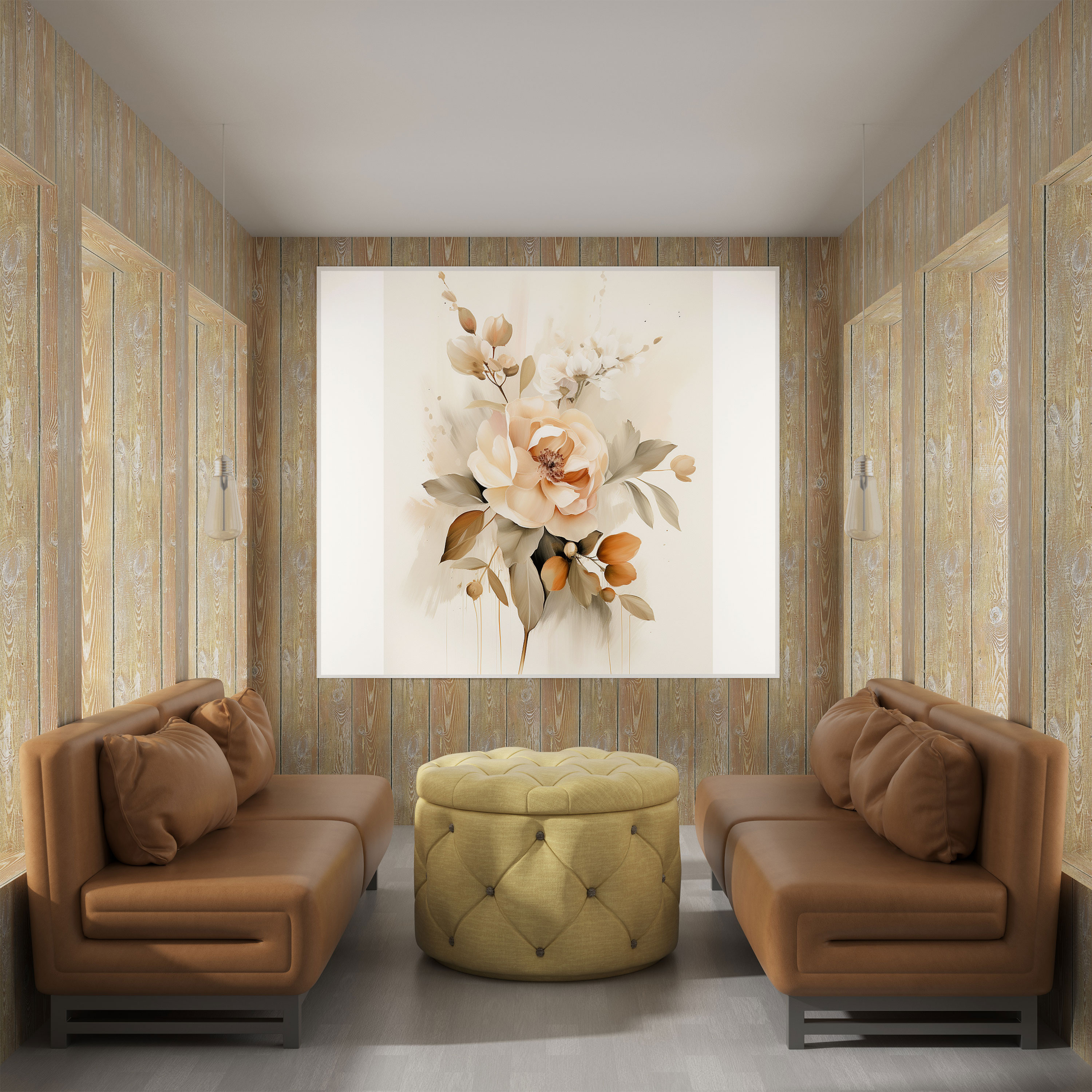 Beige Blumen Leinwandbild - Zarte Beigetöne Blumen Leinwandbild Wanddekoration
