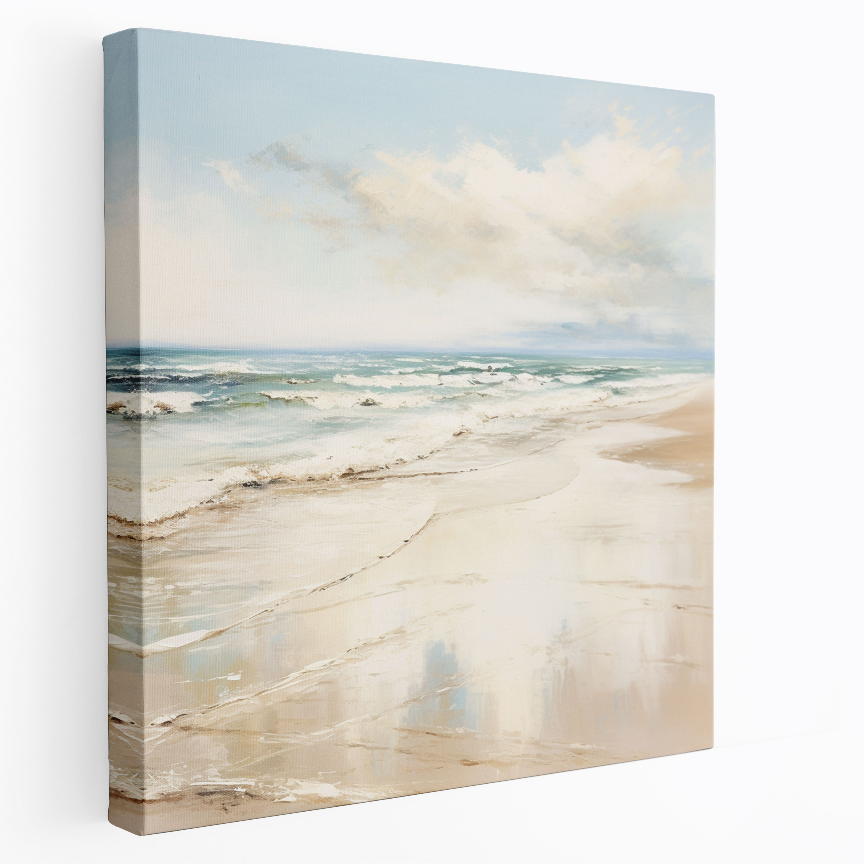 Beige Seascape Canvas Print - Beige, Wall Decoration, Soft Sand, Canvas Wall Art