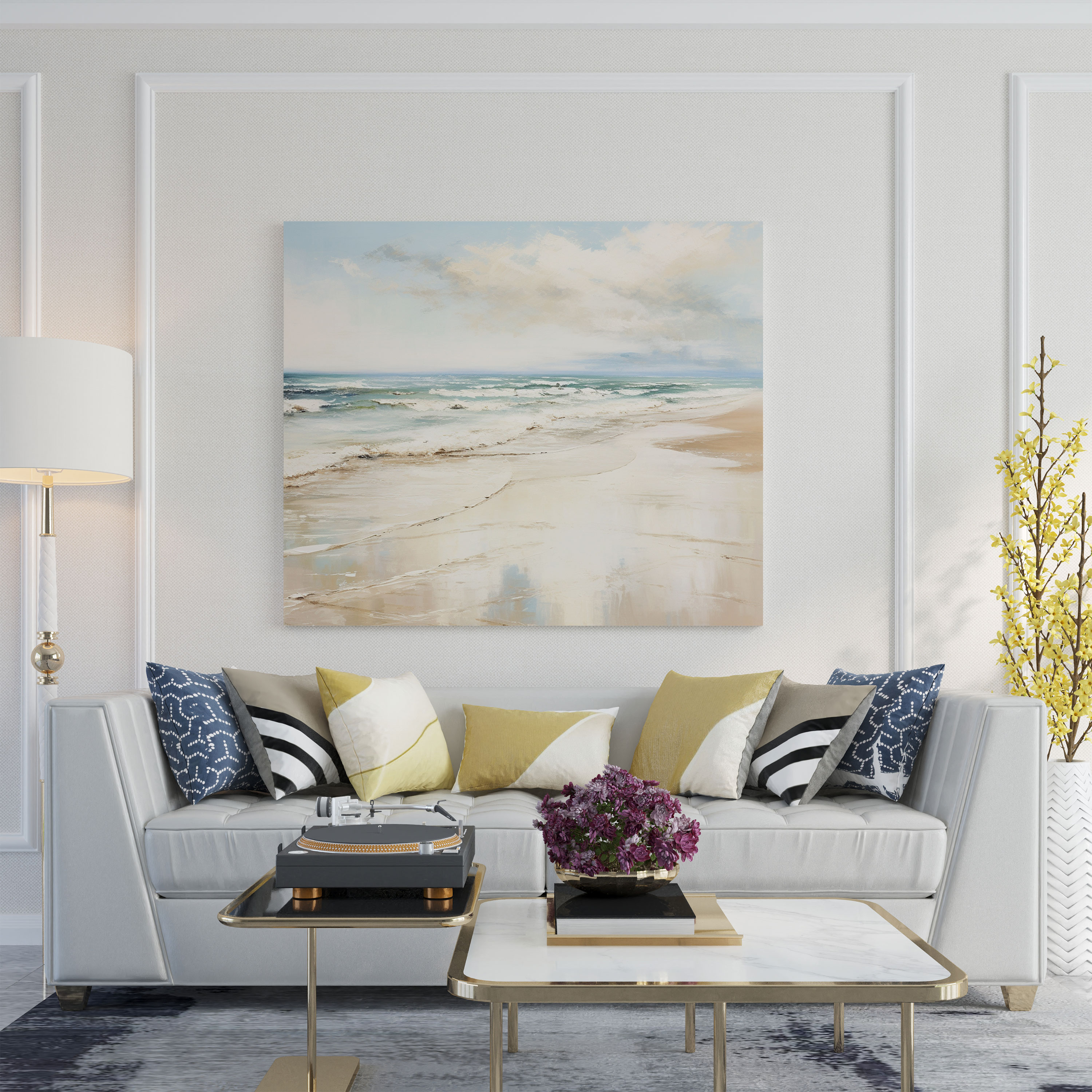 Beige Seascape Canvas Print - Beige, Wall Decoration, Soft Sand, Canvas Wall Art