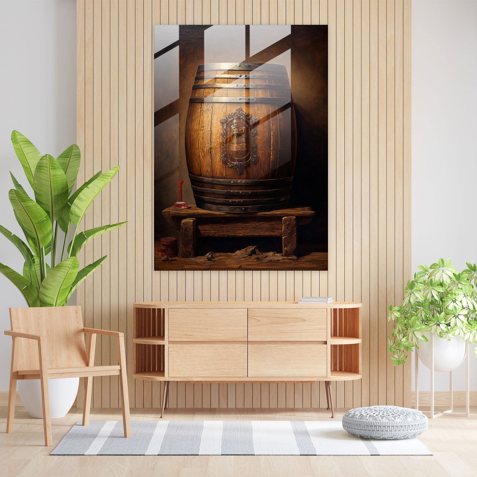 Glass Wall Art Beer Barrel - Beer, Glass Print, Wall Decoration, Beer