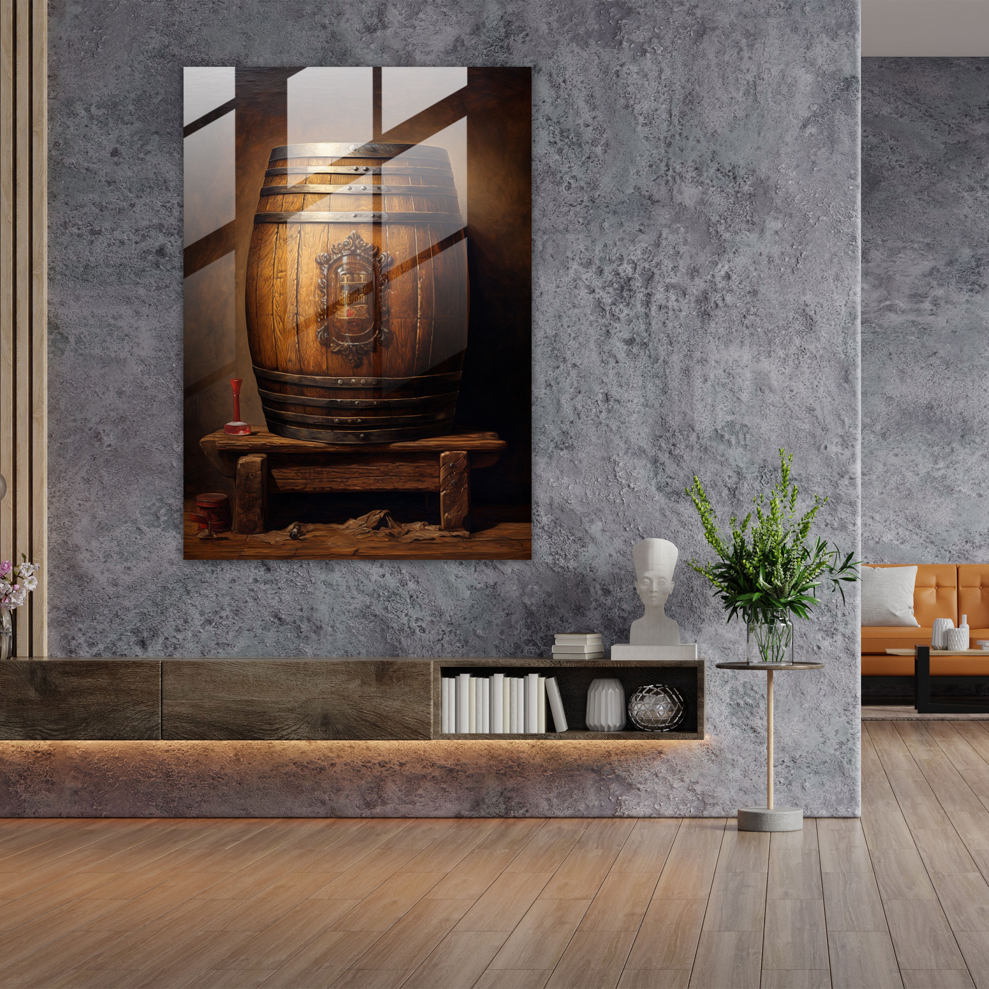 Glass Wall Art Beer Barrel - Beer, Glass Print, Wall Decoration, Beer