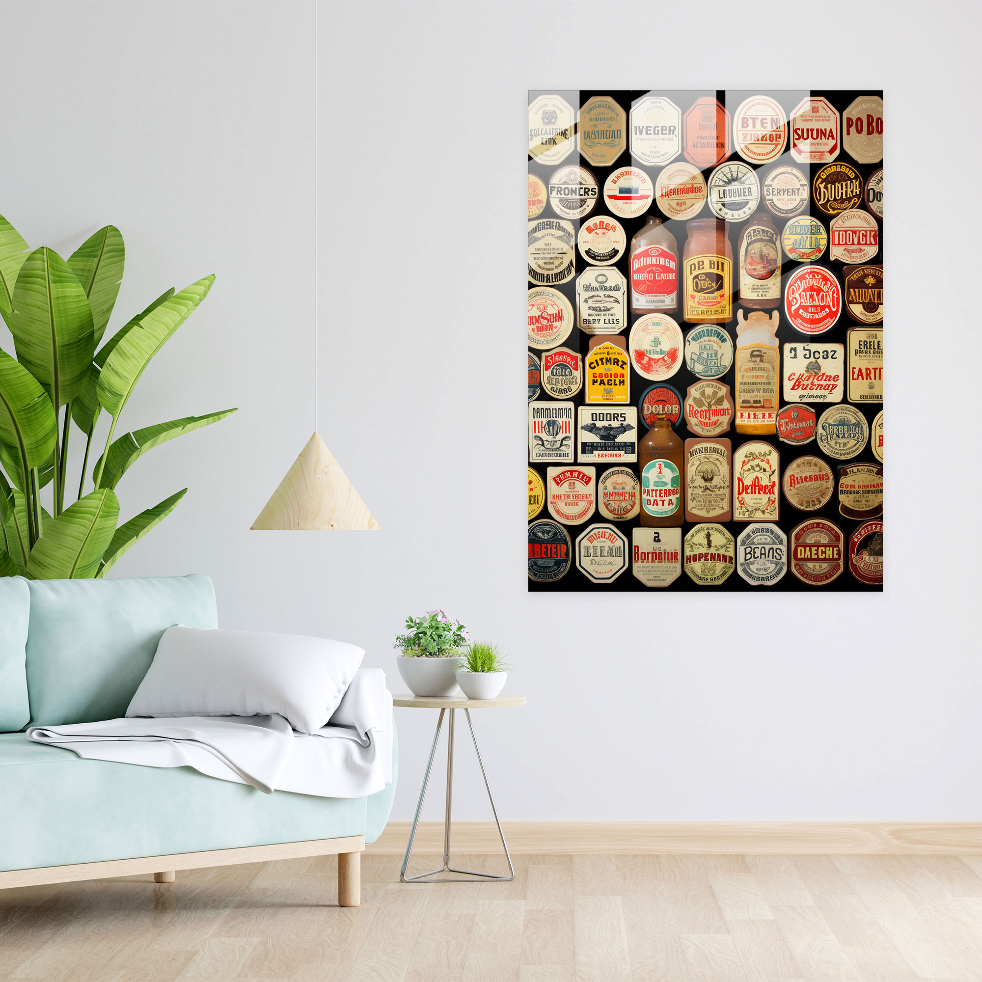 Glass Wall Art Beer Labels - Beer, Glass Print, Vintage, Glass Wall Art