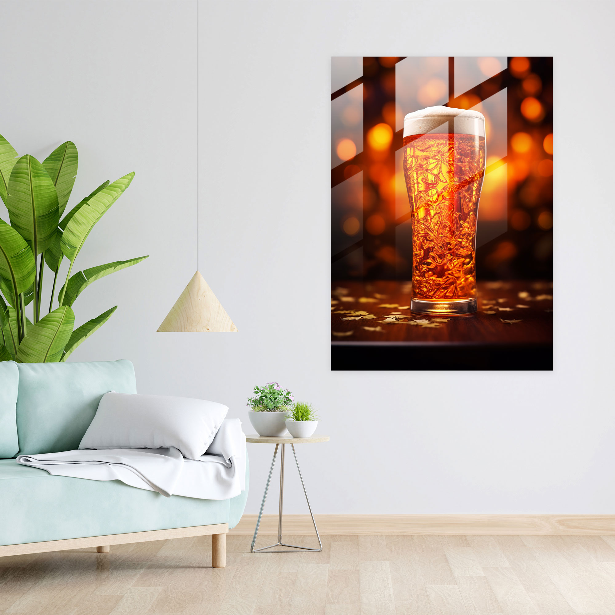 Glass Print Beer Pint Glass - Beer, Ambient Light, Home Decoration, Glass Art