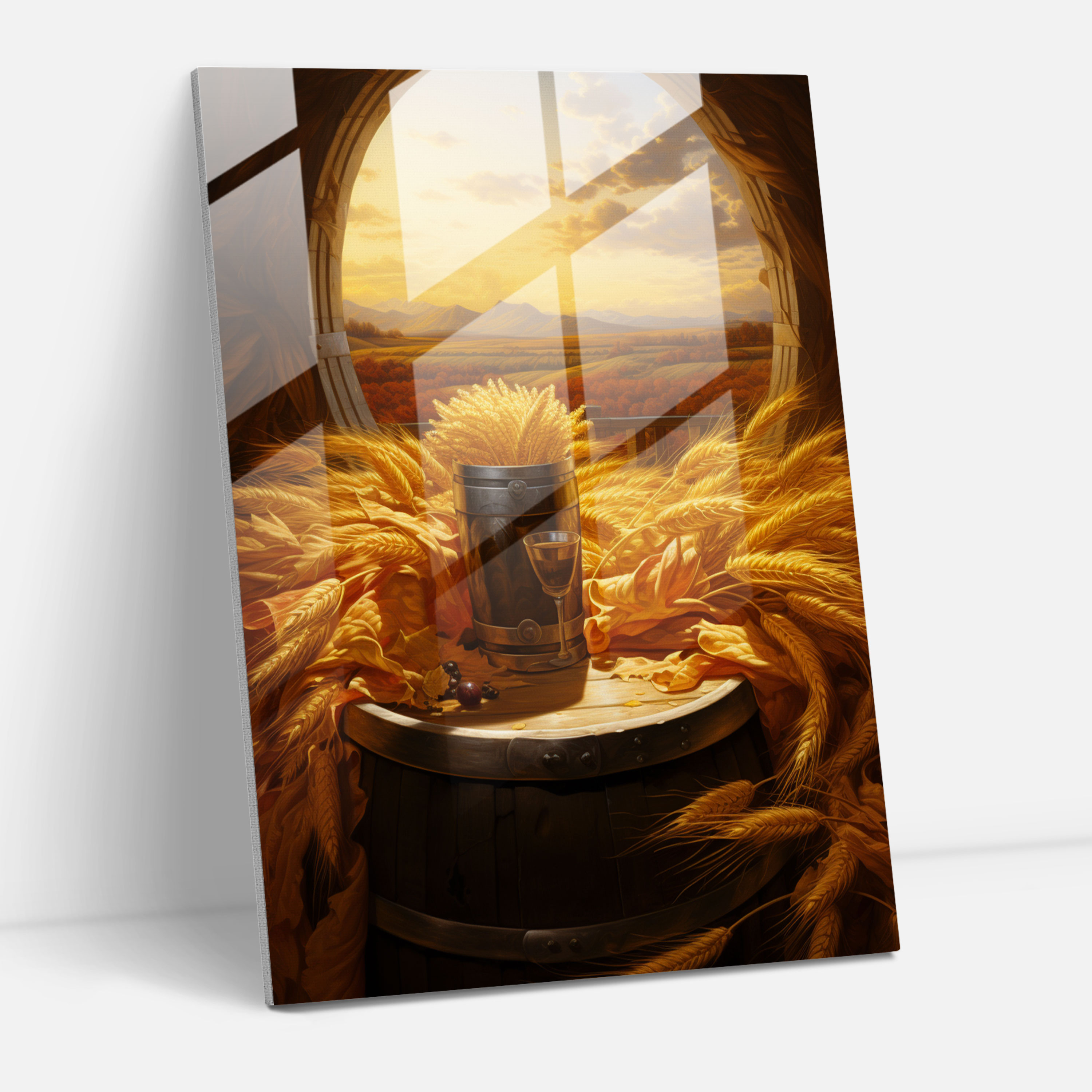 Beer Glass Wall Art - Beer, Golden Wheat Fields, Fine Art Oil Painting, Tradition And Craftsmanship