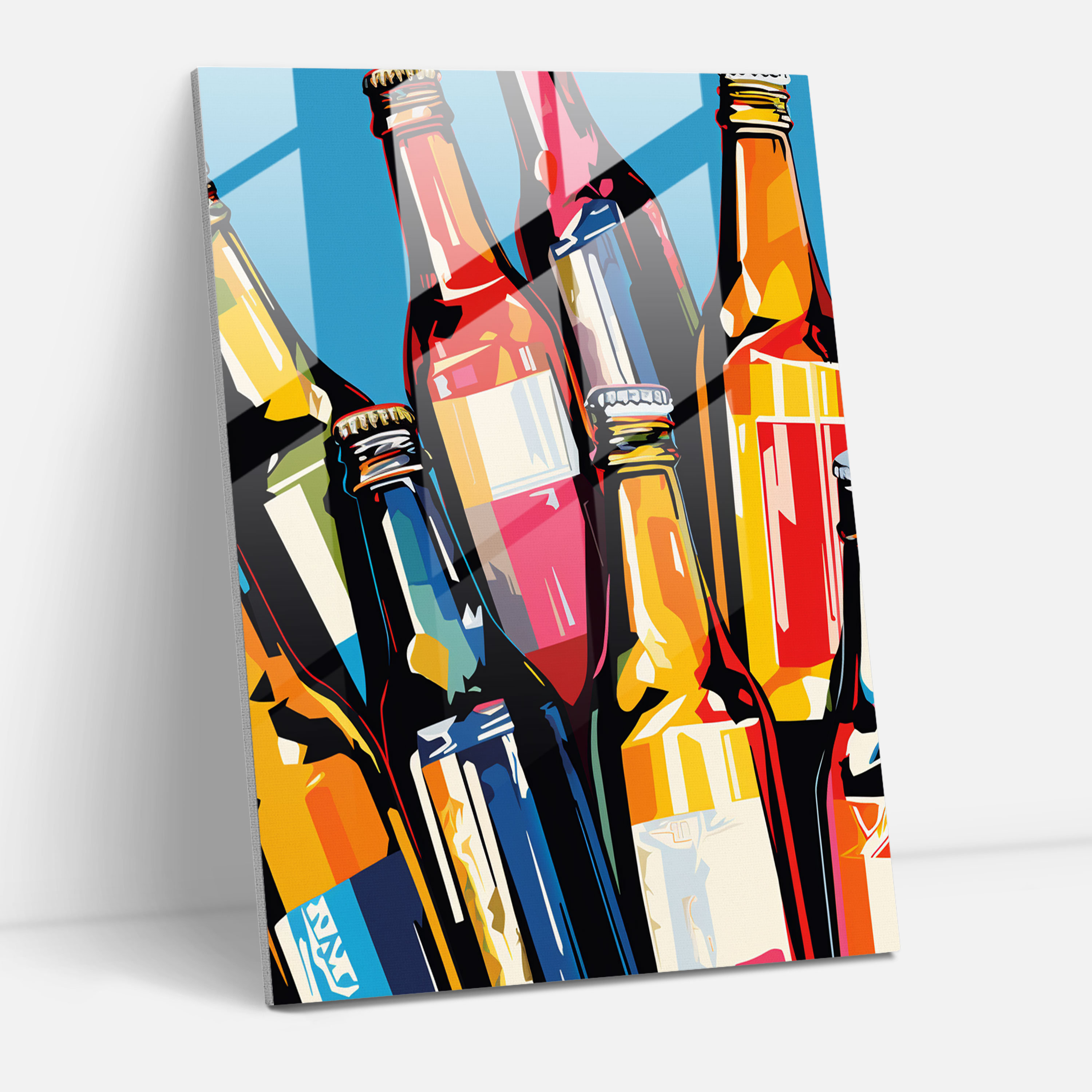 Beer Pop Art Glass Print - Beer, Pop Art-Style Graphic Print, Beer Pop Art Glass Print, Modern Art
