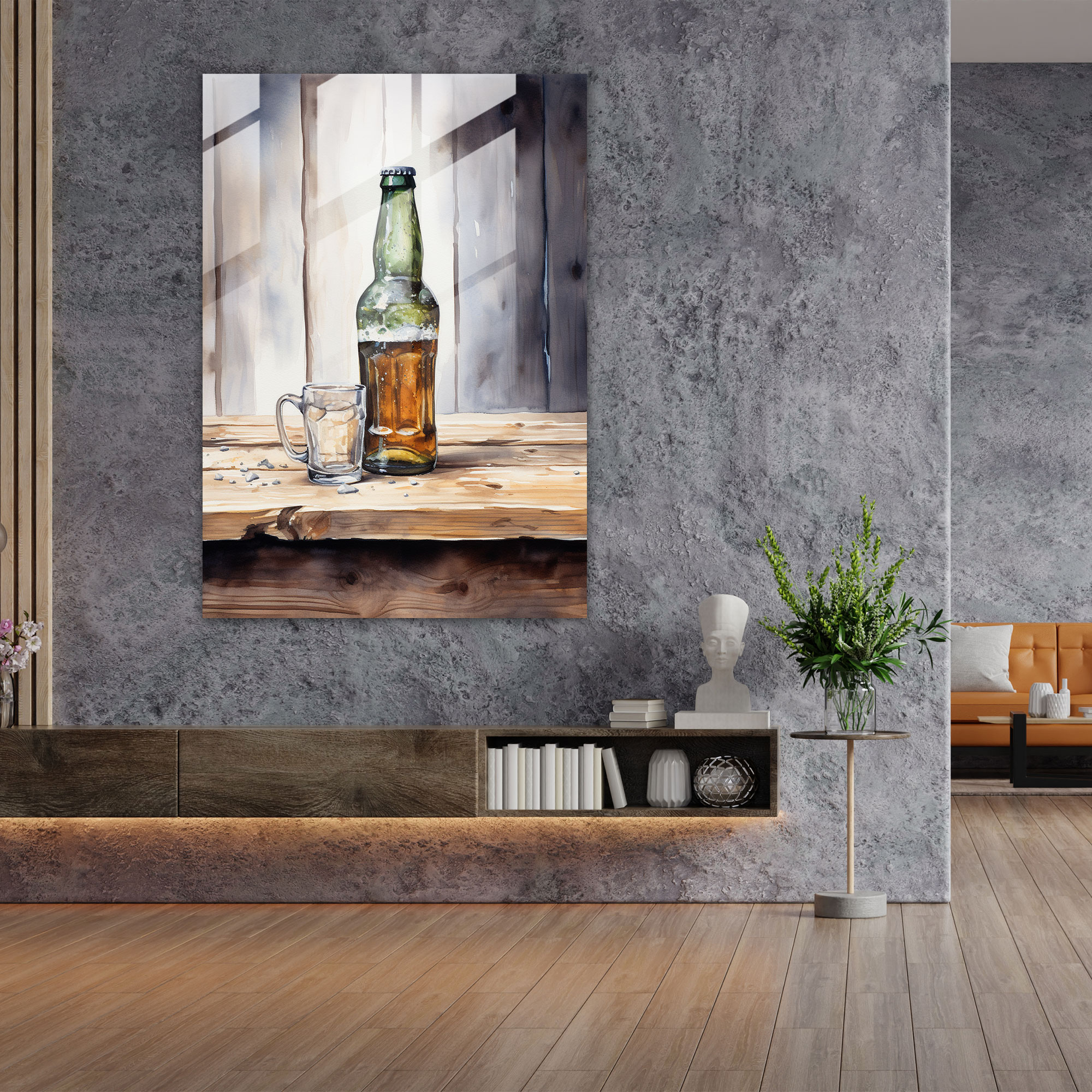 Beer Glass Wall Art - Beer, Home Decoration, Glass Print, Glass Wall Art